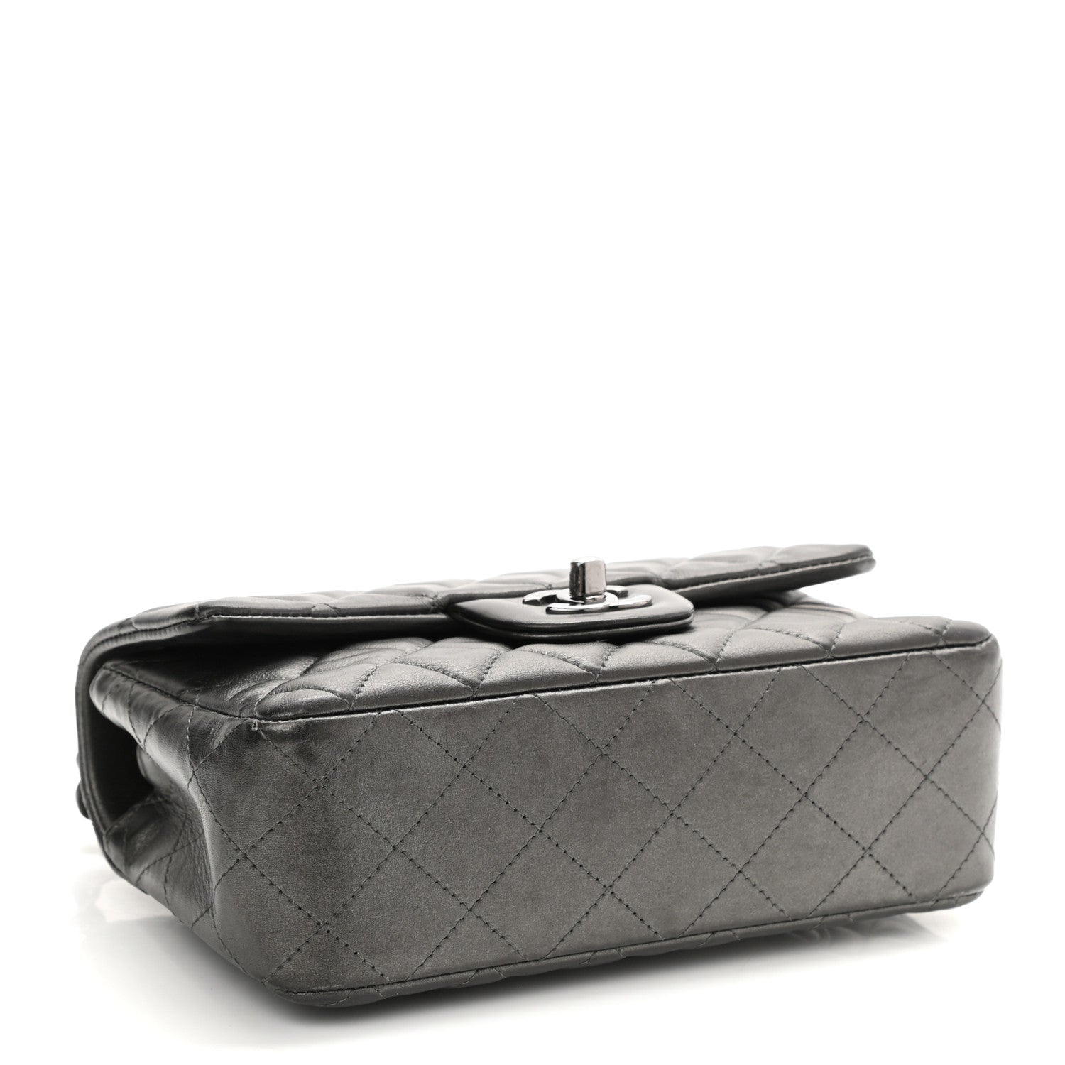 Chanel Iridescent Calfskin Quilted Mini Rectangular Flap Charcoal Grey 3 of 9