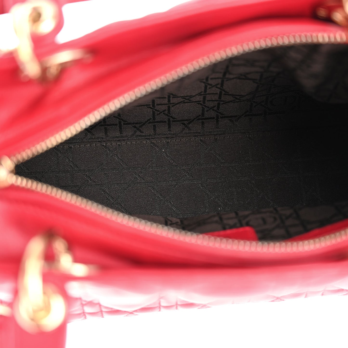 Lambskin Cannage Medium Lady Dior Red