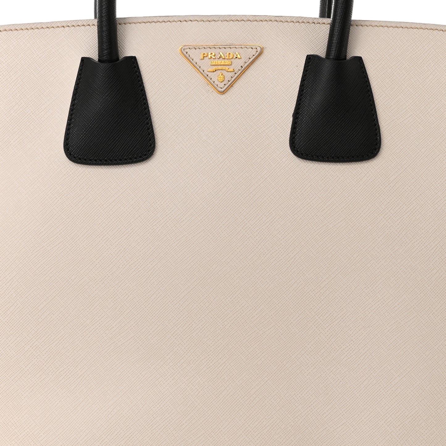 Saffiano Medium Bi-Color Top Handle Tote Black Talco