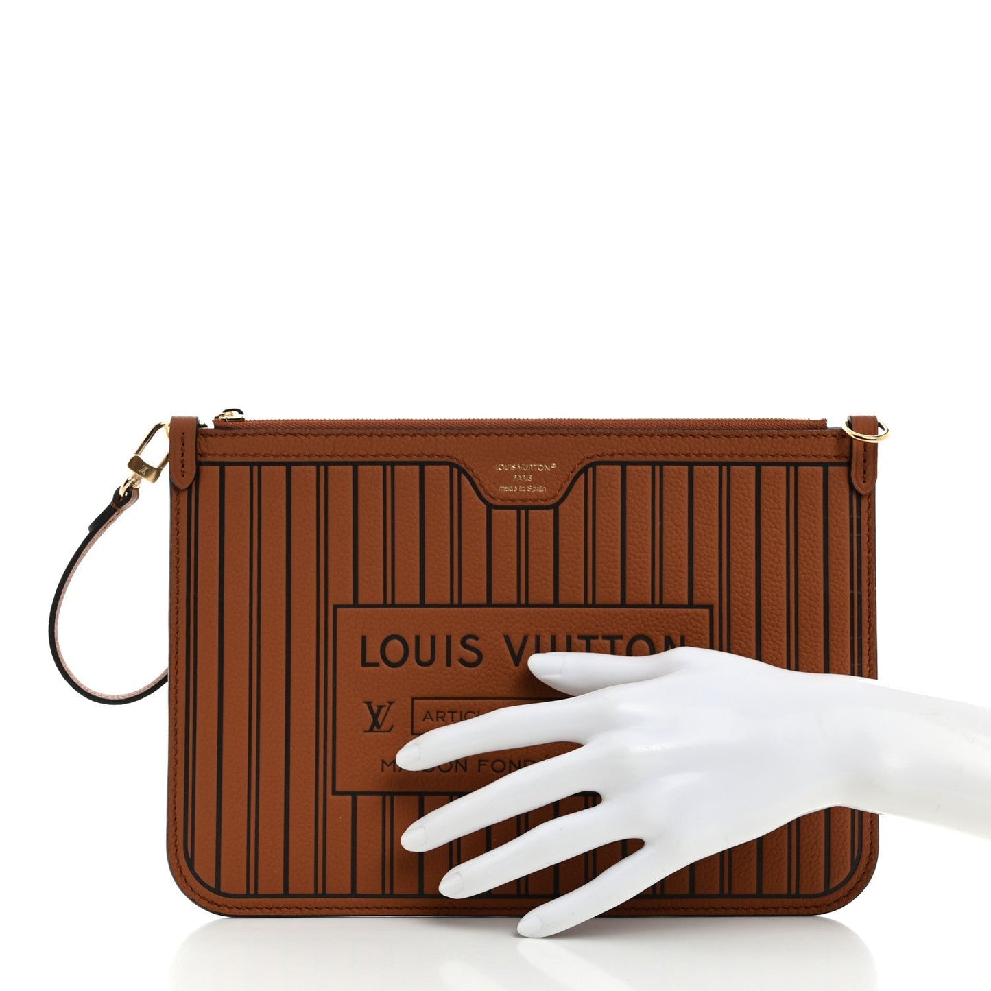 Calfskin Neverfull Inside Out MM Pochette Tan
