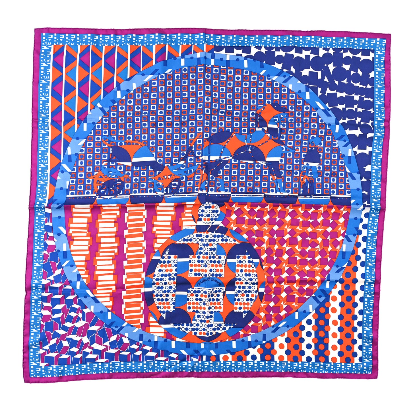 Silk Ex-Libris En Cravates 90 Scarf Bougainvillea Orange Encre