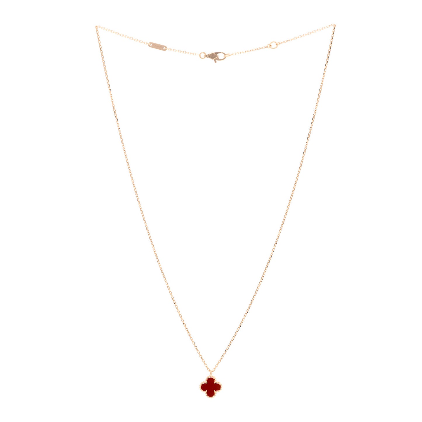 18K Rose Gold Carnelian Sweet Alhambra Pendant Necklace