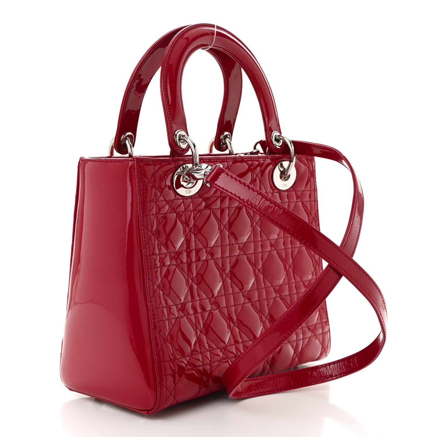 Christian Dior Patent Cannage Medium Lady Dior Red 3 of 10