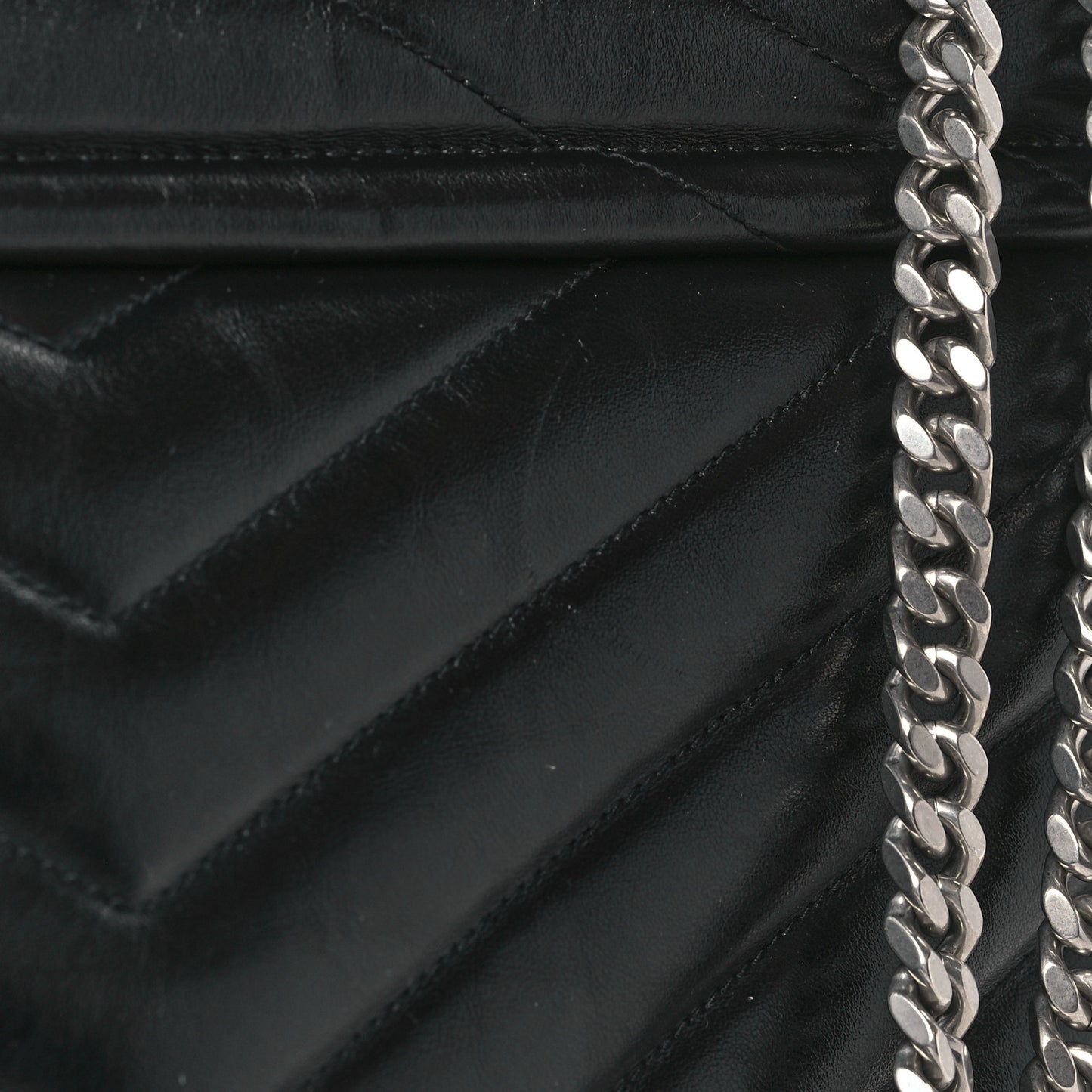 Calfskin Y Quilted Monogram Large Loulou Chain Satchel Black