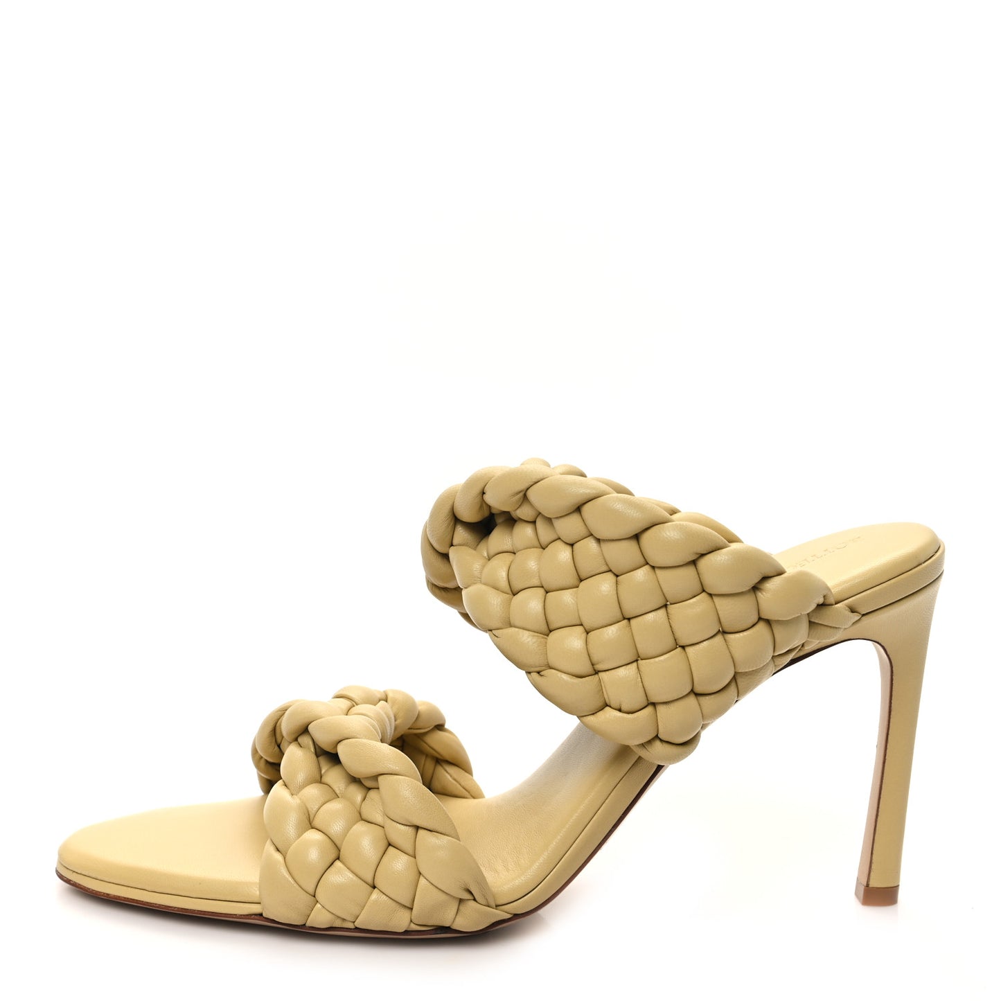 Nappa Twisted Padded Intrecciato Curve Slide Sandals 41 Tapioca