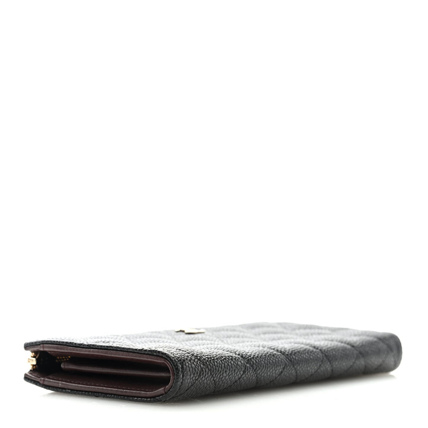 Caviar Quilted Zip Around Clutch Wallet Black