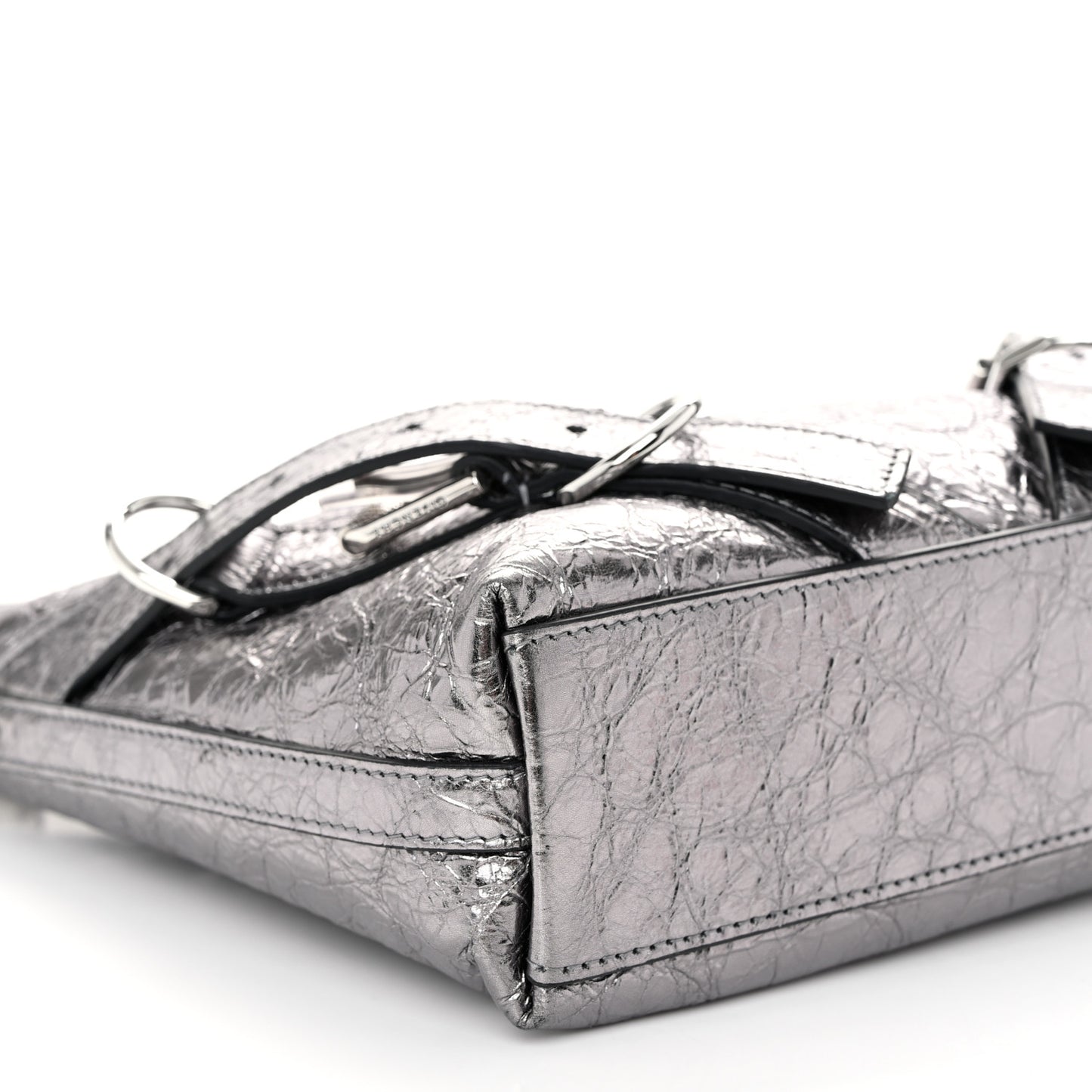 Metallic Calfskin Small Voyou Bag Silver