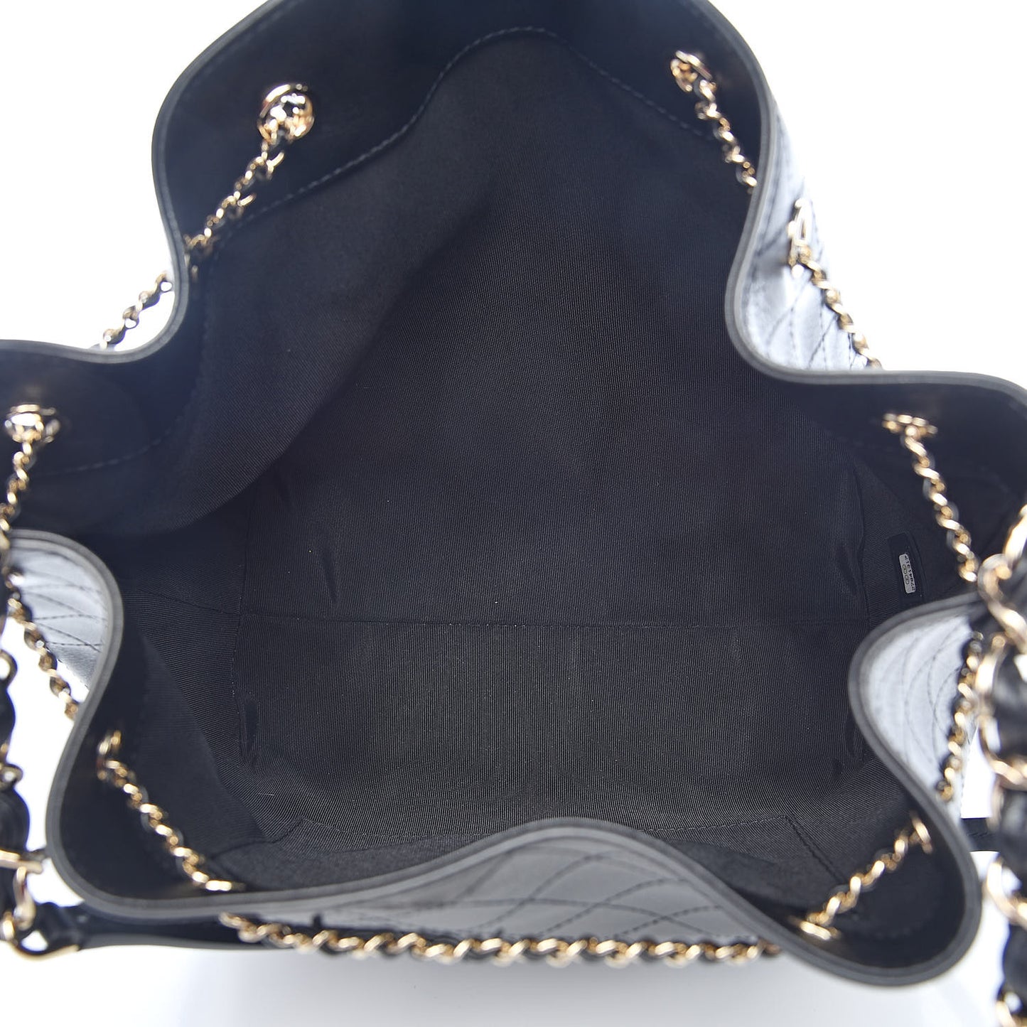 Calfskin Stitched Drawstring Bag Black