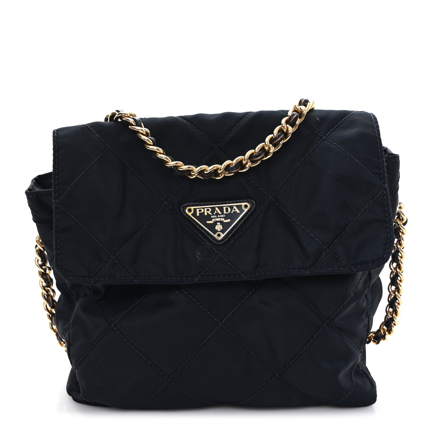 Prada Nylon Tessuto Impuntu Quilted Flap Shoulder Bag Blue 1906328