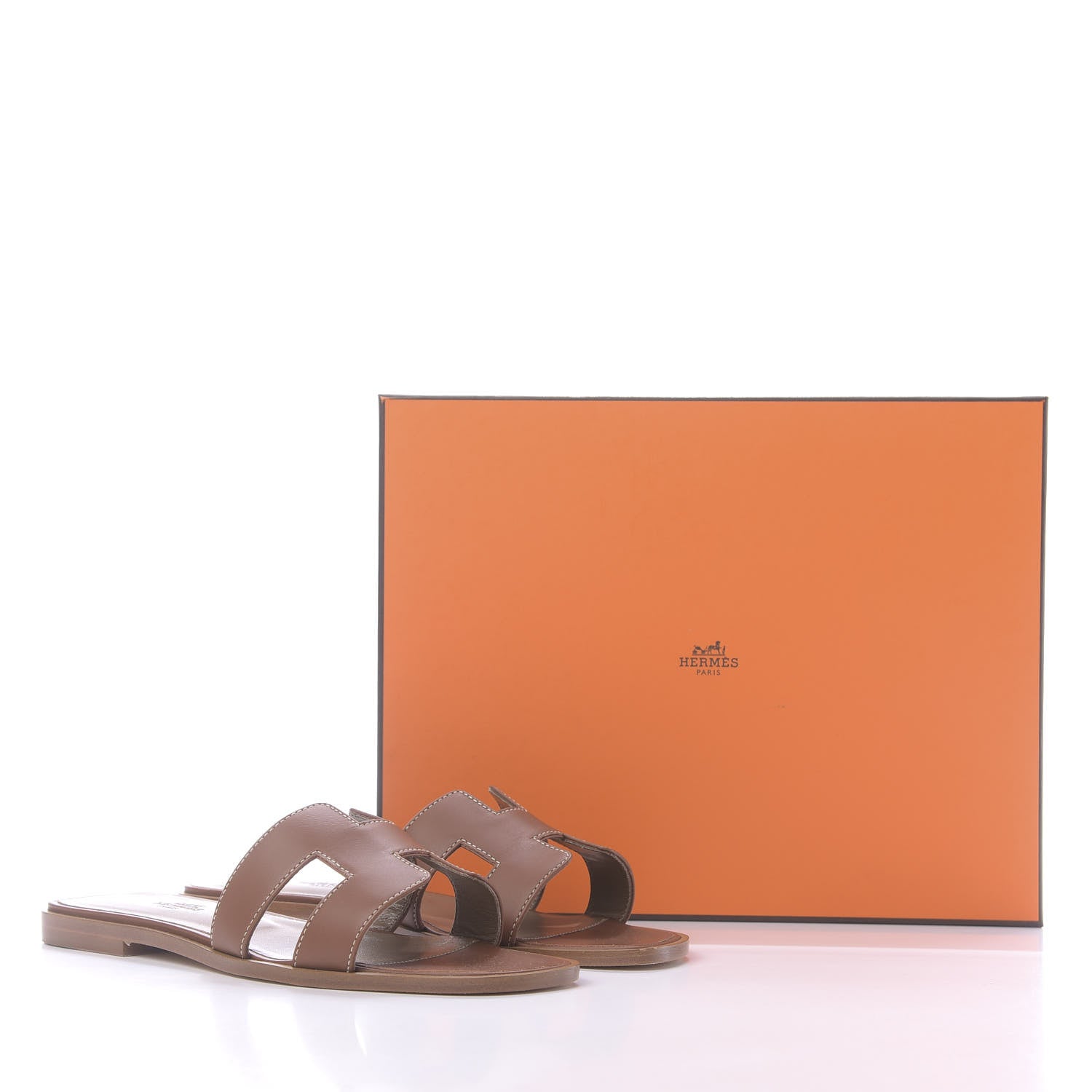 Hermes Box Calfskin Oran Sandals 38 Gold 11 of 11