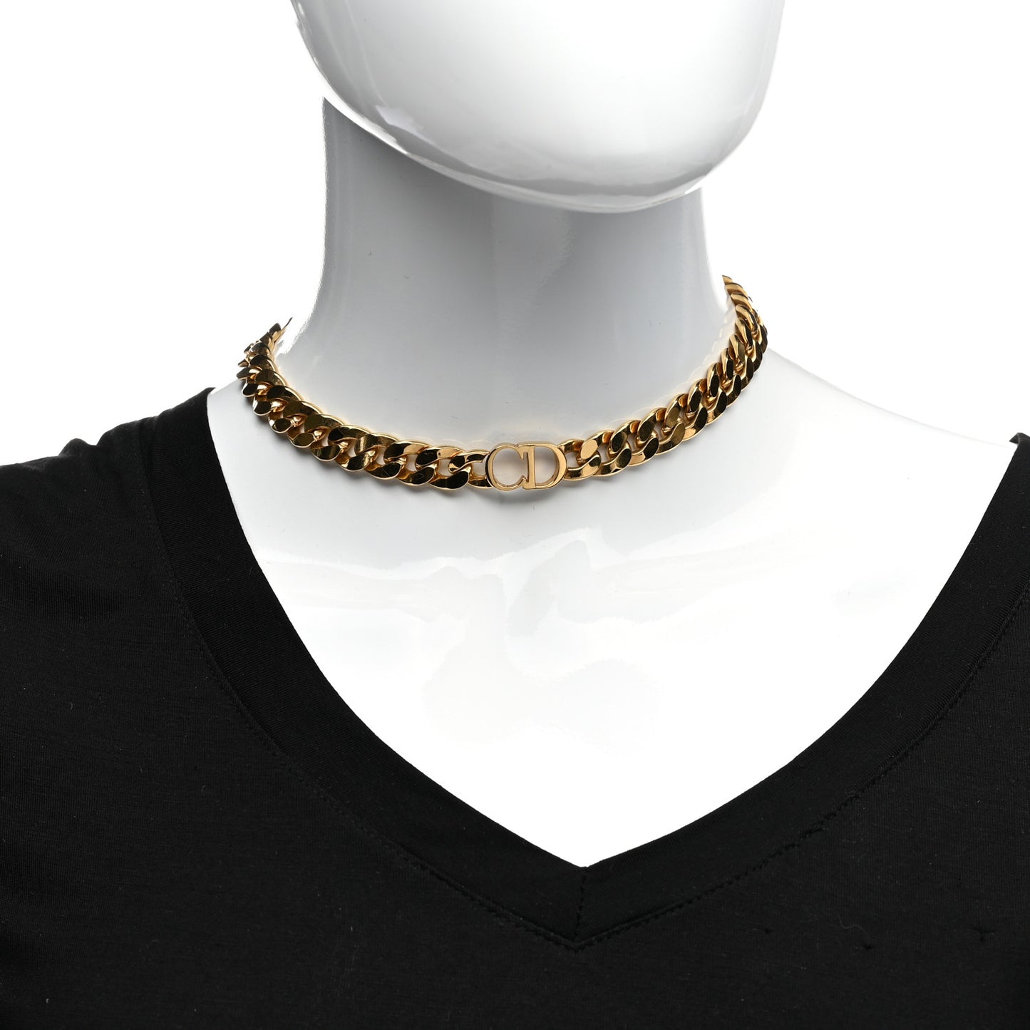 Metal CD Choker Necklace Gold