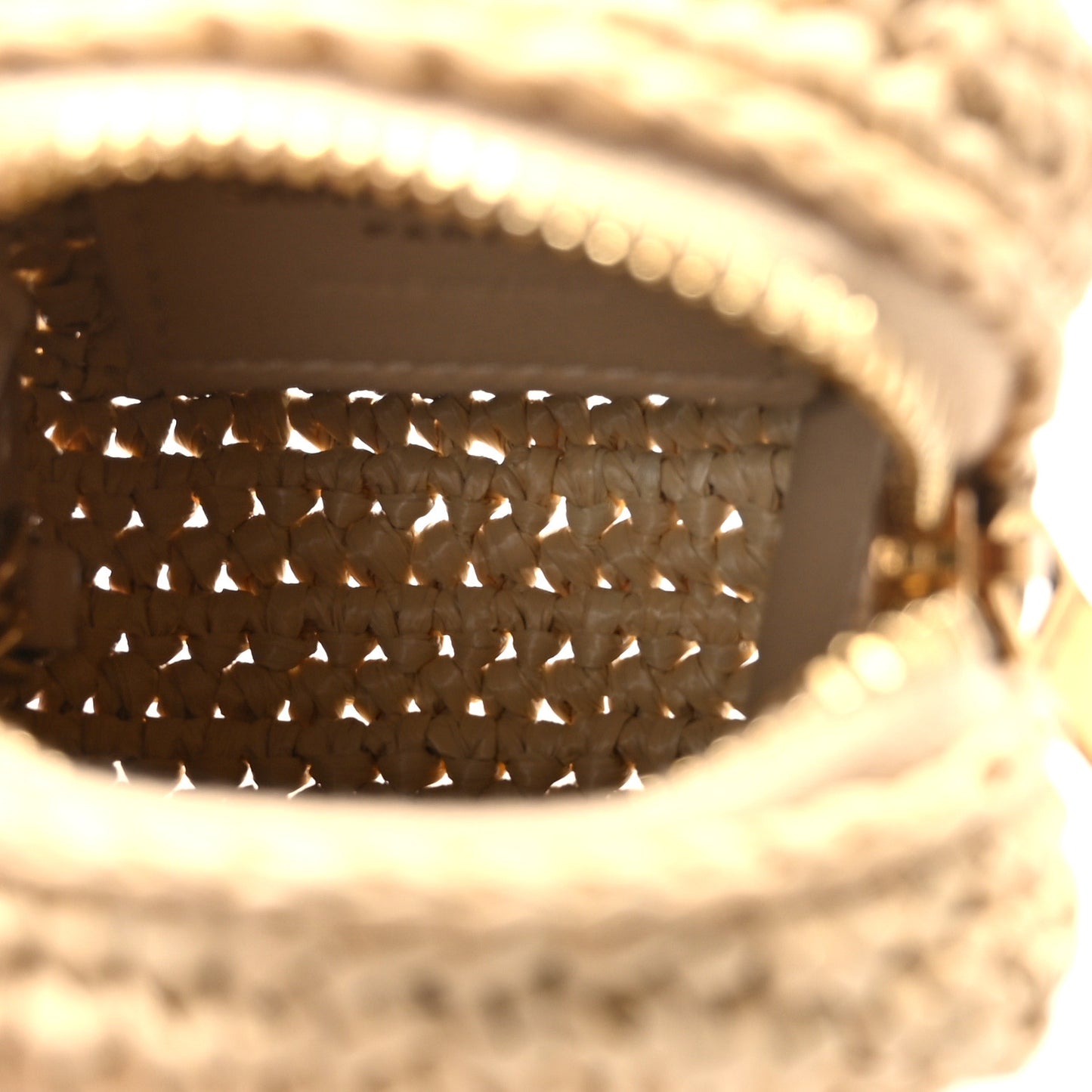 Raffia Jaime Cube Charm Keychain Natural Beige