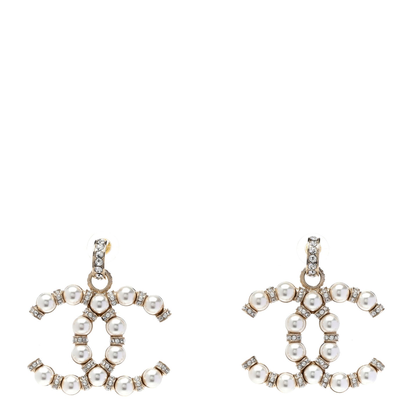 Pearl Crystal Nefertiti CC Drop Earrings Gold
