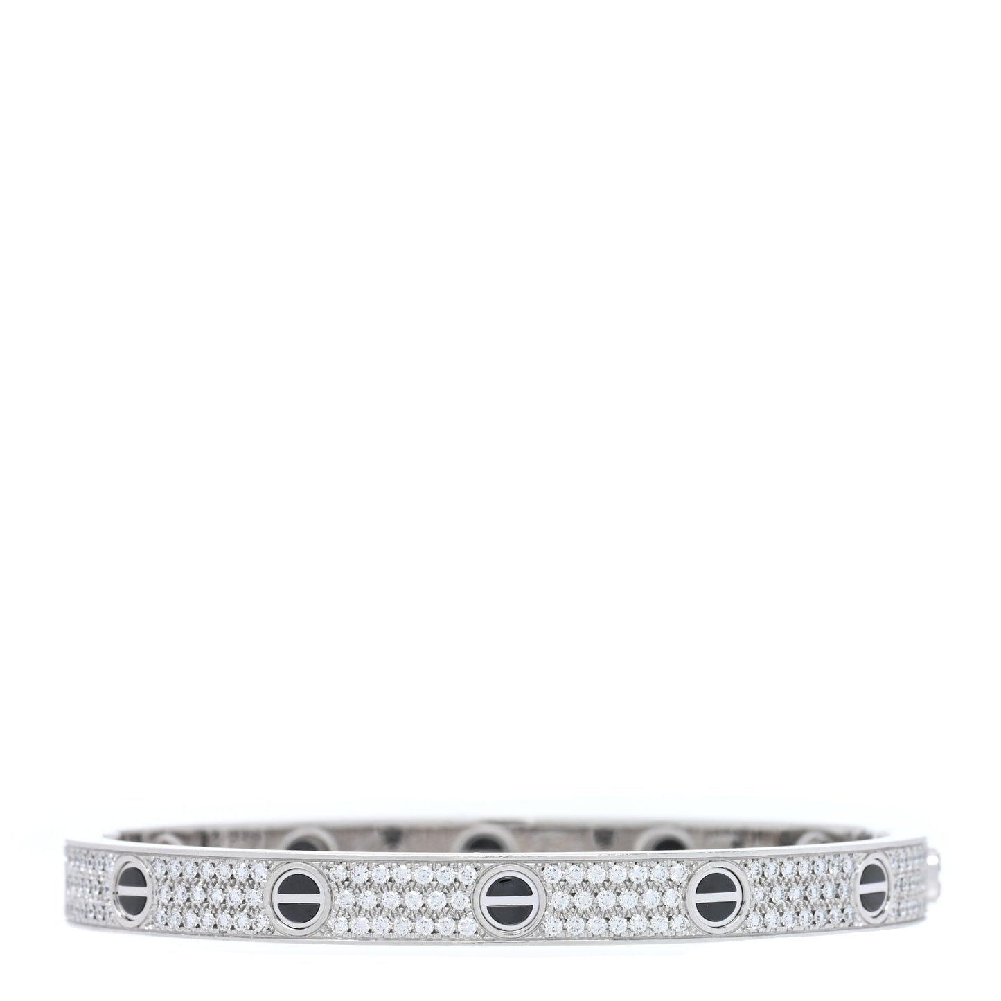 18K White Gold Diamond Ceramic LOVE Paved Bracelet 18