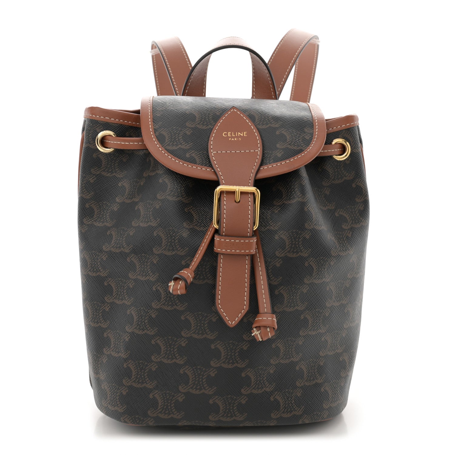 Celine Triomphe Canvas Calfskin Mini Folco Backpack Tan 1 of 10