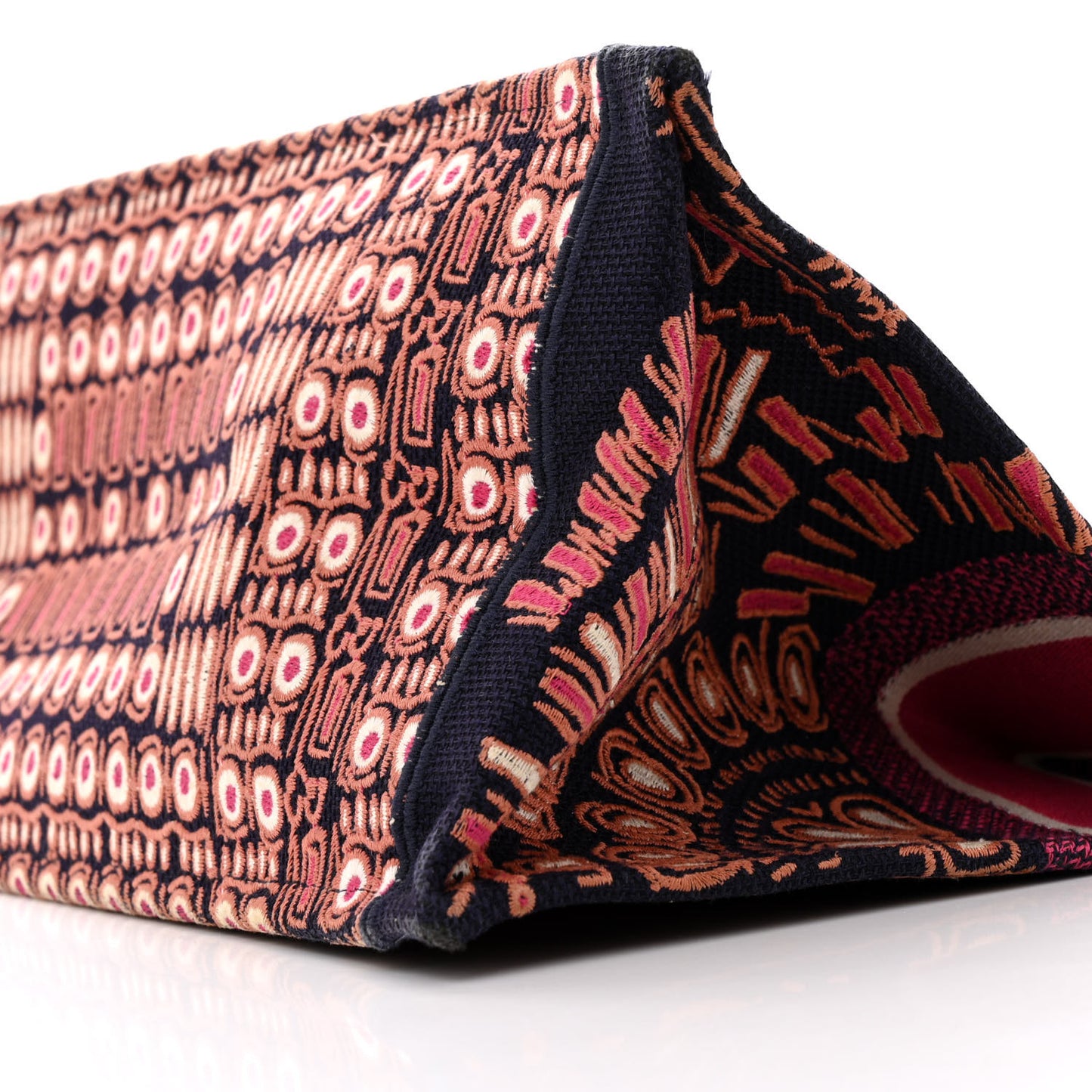 Canvas Embroidered Large Dior Animals Tiger Book Tote Deep Blue Fuchsia