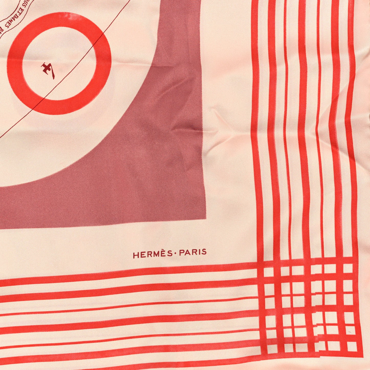 Silk Jersey Jeu Des Omnibus et Dames Blanches Scarf 140 White Caramel Orange