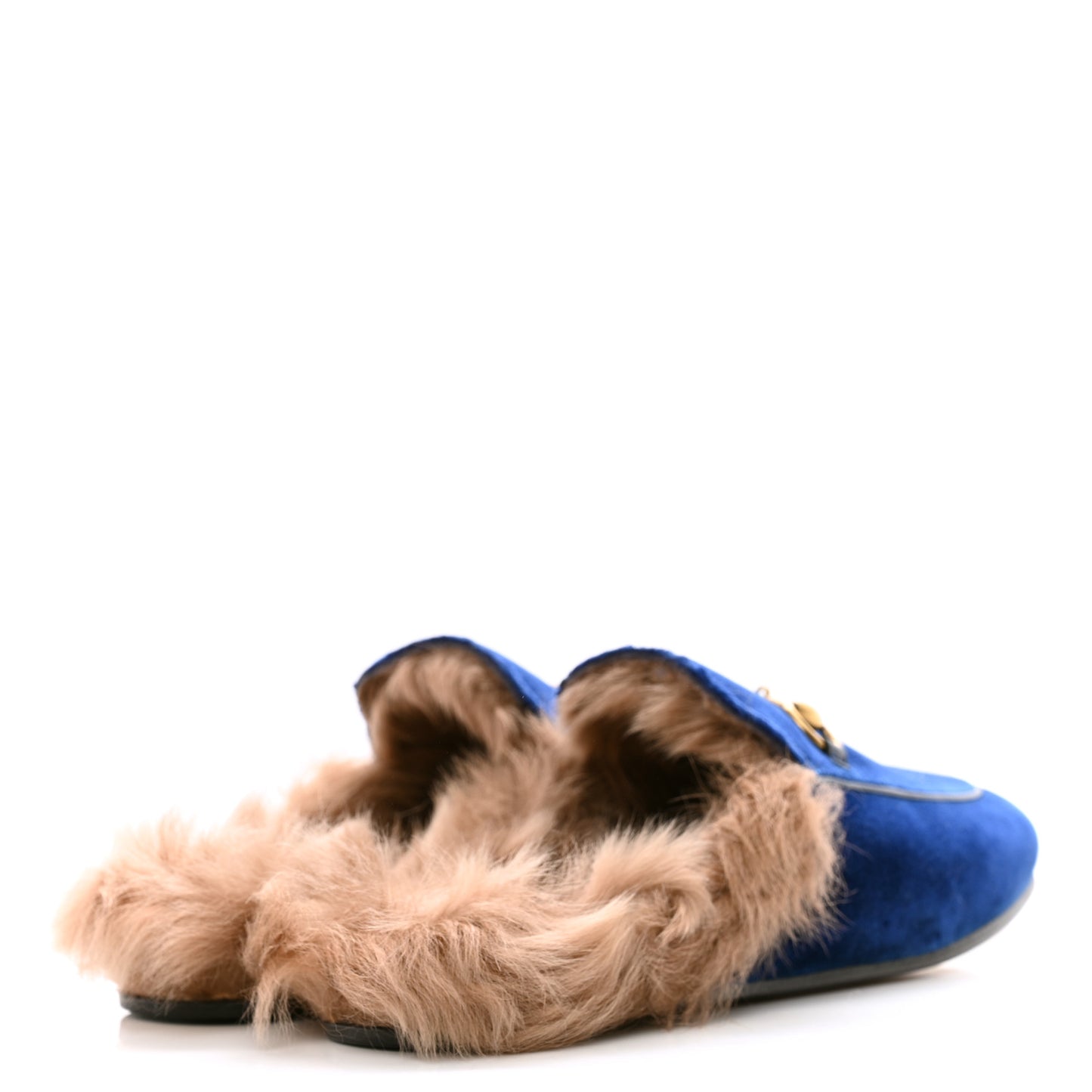 Velvet Fur Womens Princetown Slippers 36 Cobalt Blue