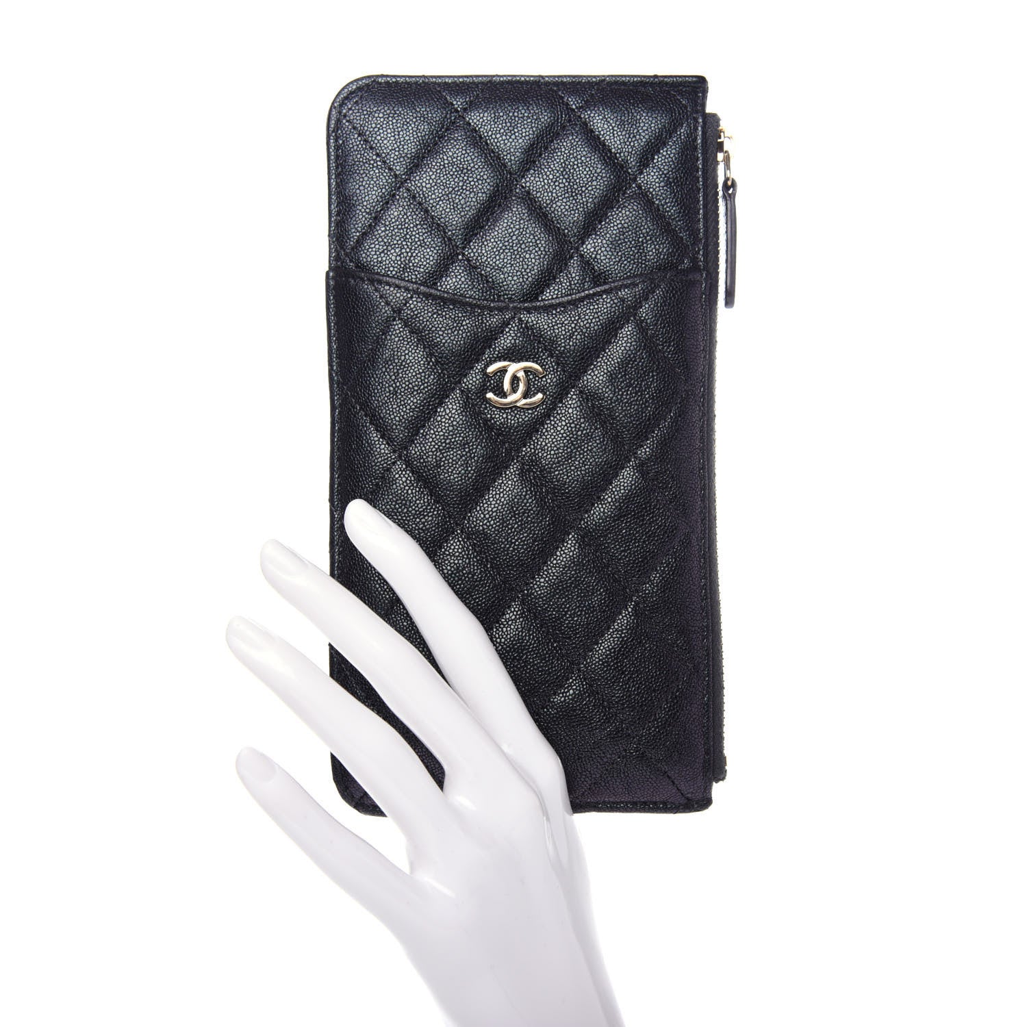 Chanel Iridescent Caviar Quilted Classic iPhone Pouch Black 2 of 9