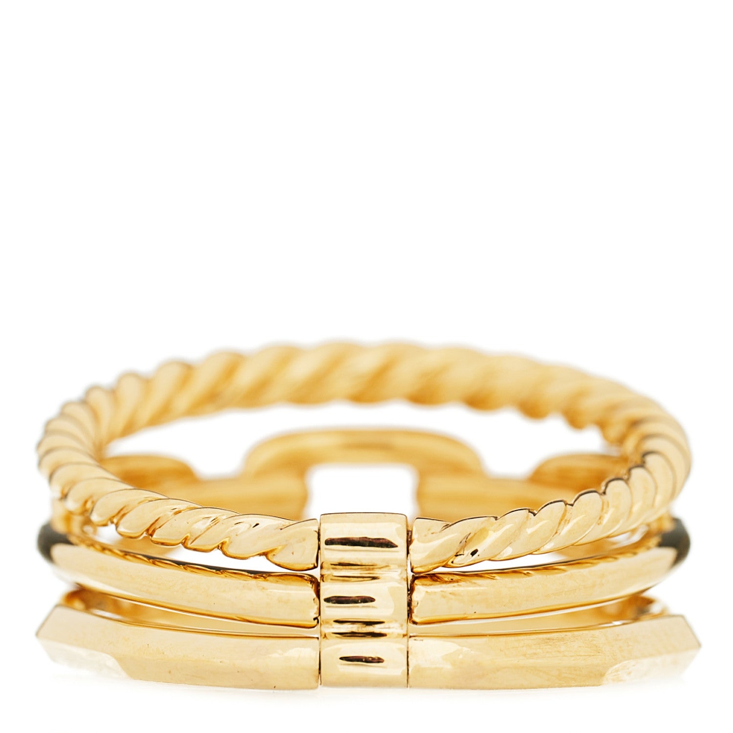 David Yurman 18K Yellow Gold Diamond 9.5mm Stax Three-Row Ring 53 6.25 3 of 5