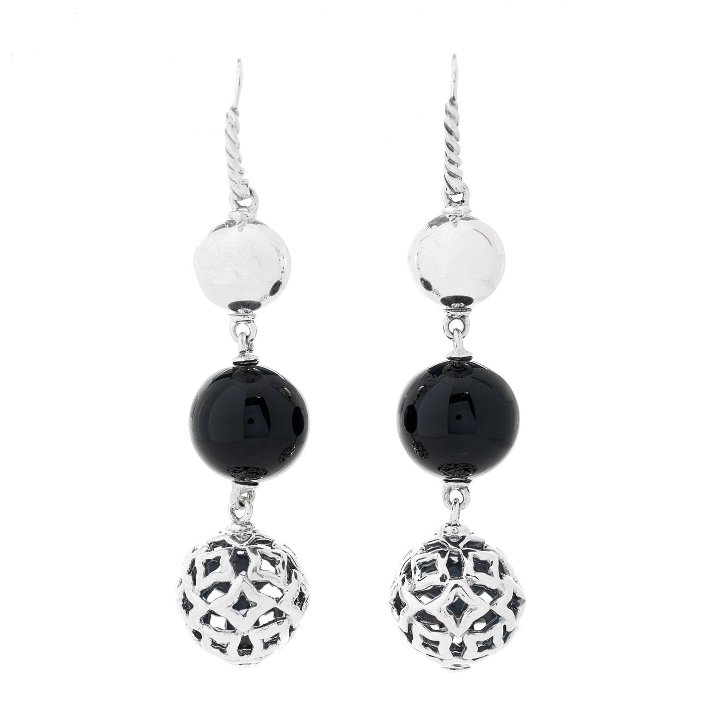 Sterling Silver Black Onyx Elements Drop Earrings