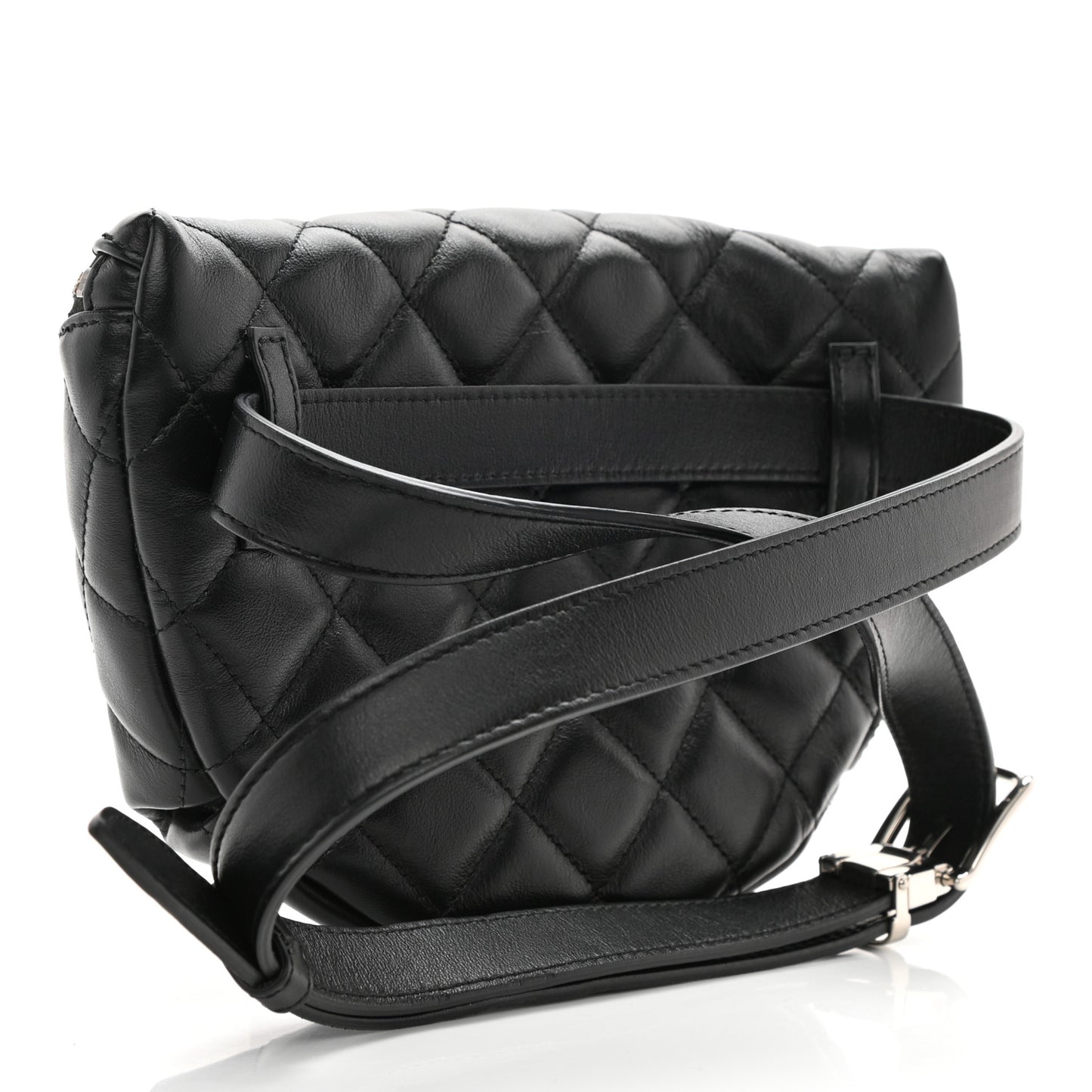 Calfskin Quilted Waist Belt Bag Black