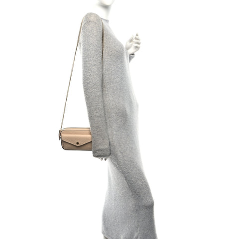 Calfskin GG Super Mini Debossed Chain Wallet Light Beige