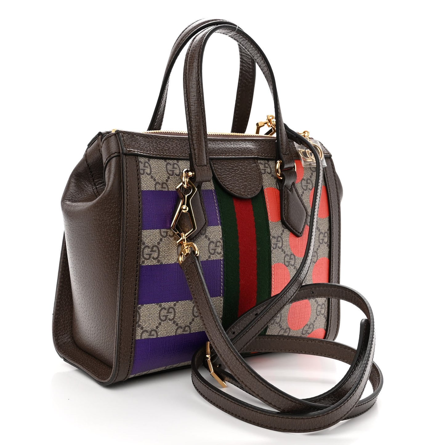 GG Supreme Monogram Equestrian Web Small Ophidia Tote Bag Beige Multicolor New Acero