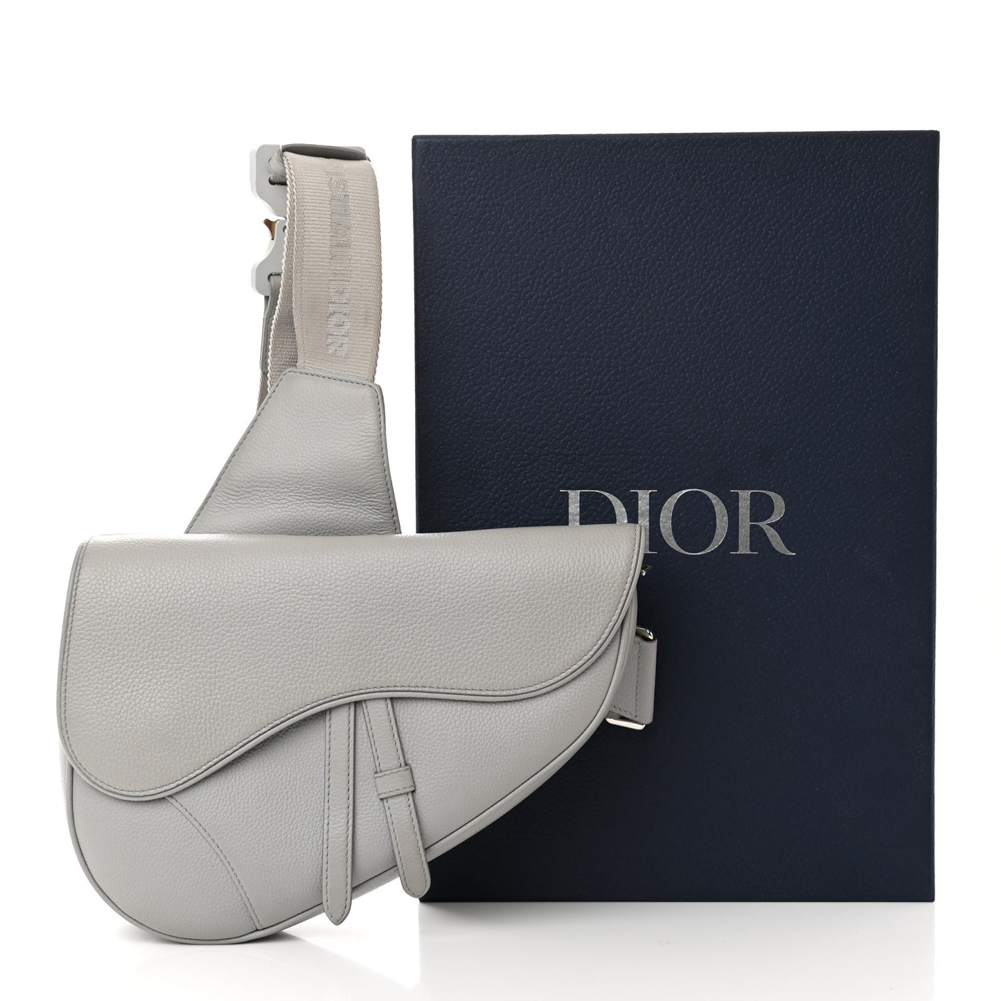Grained Calfskin Kim Jones Saddle Bag Light Grey