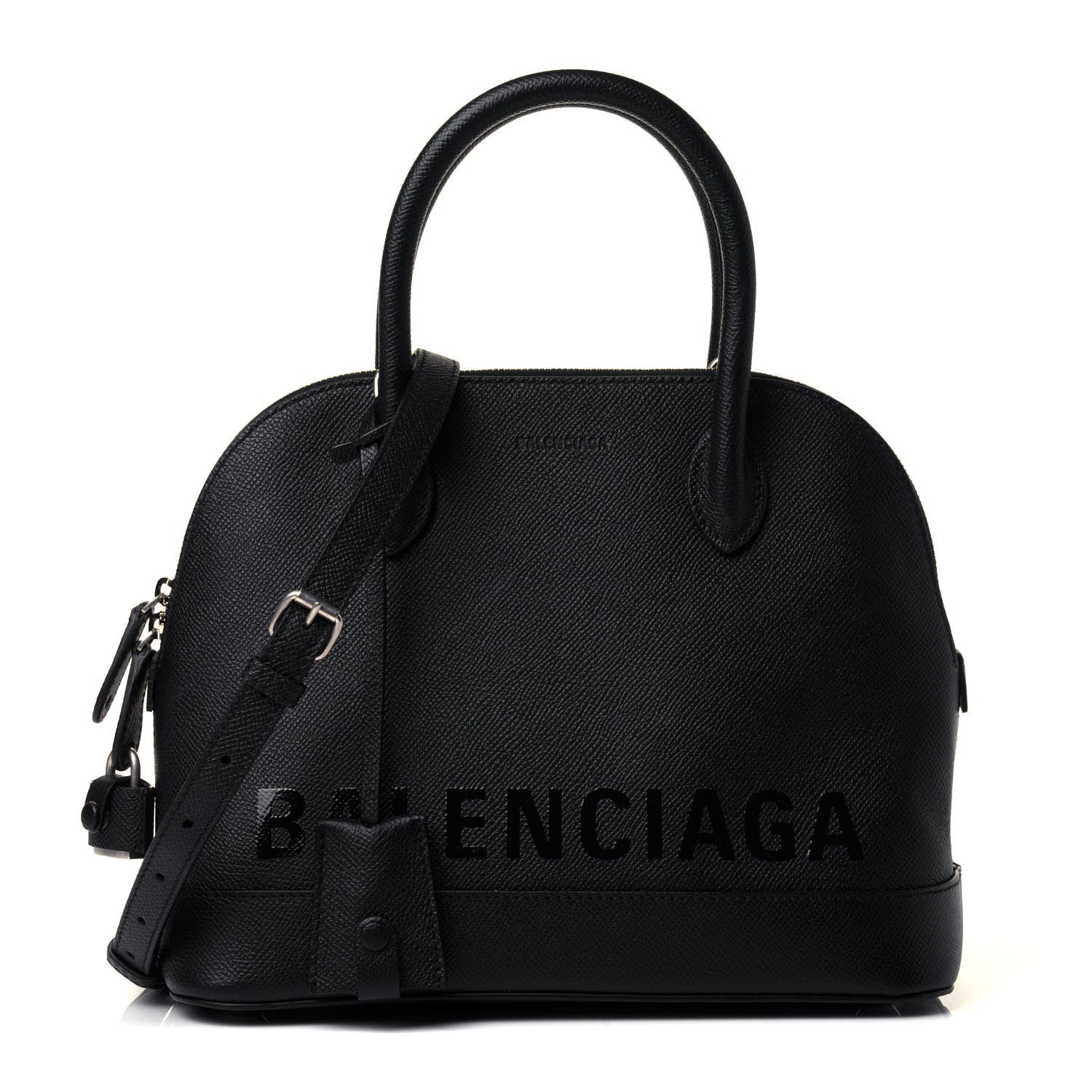 Balenciaga Signature Grained Calfskin Logo S Ville Top Handle Bag Black 1 of 9