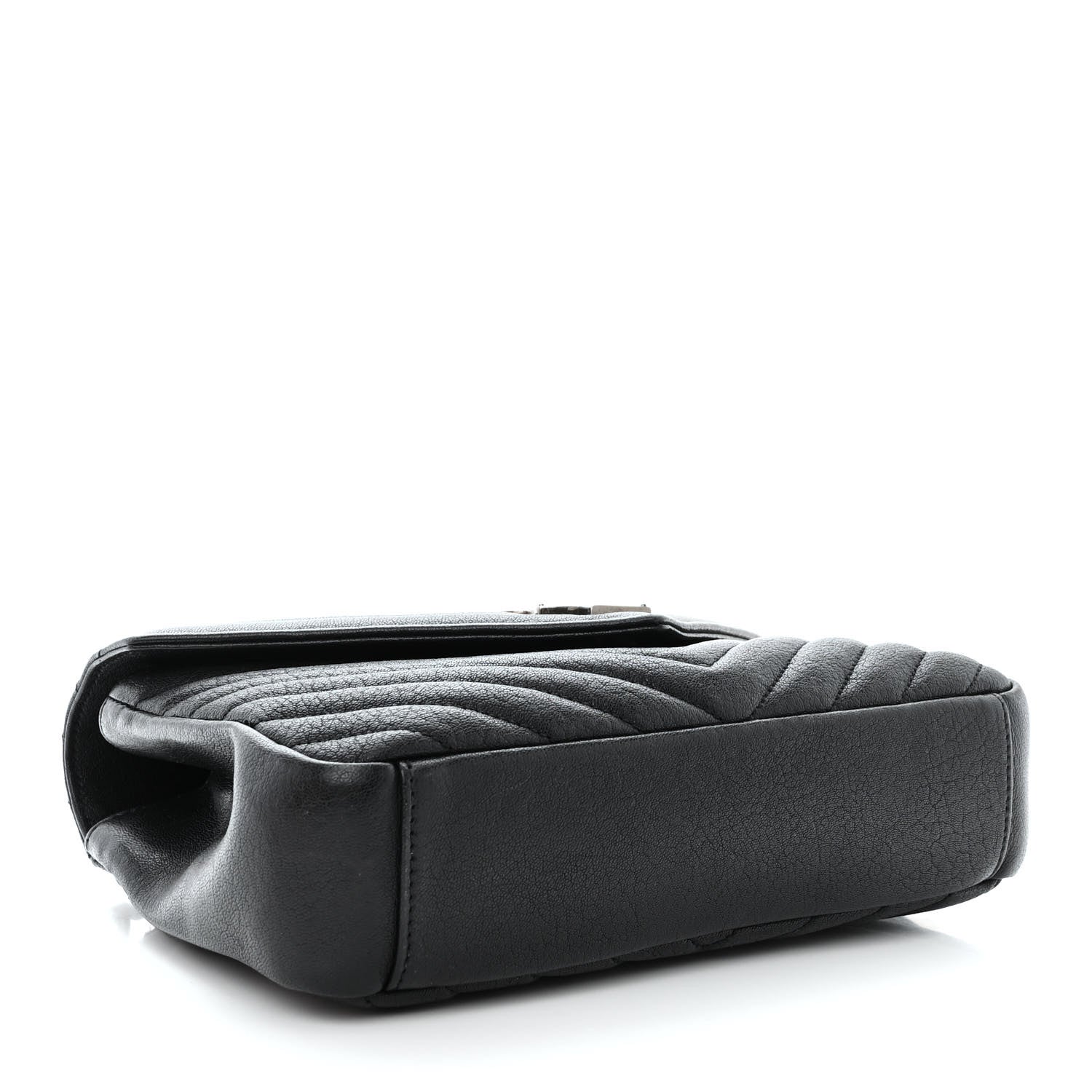 Saint Laurent Sheepskin Matelasse Chevron Monogram Medium College Bag Black 4 of 12