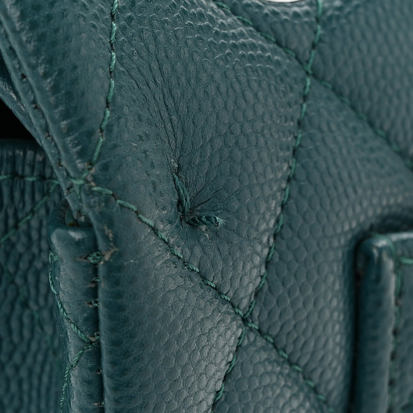 Caviar Quilted Small Double Flap Light Green