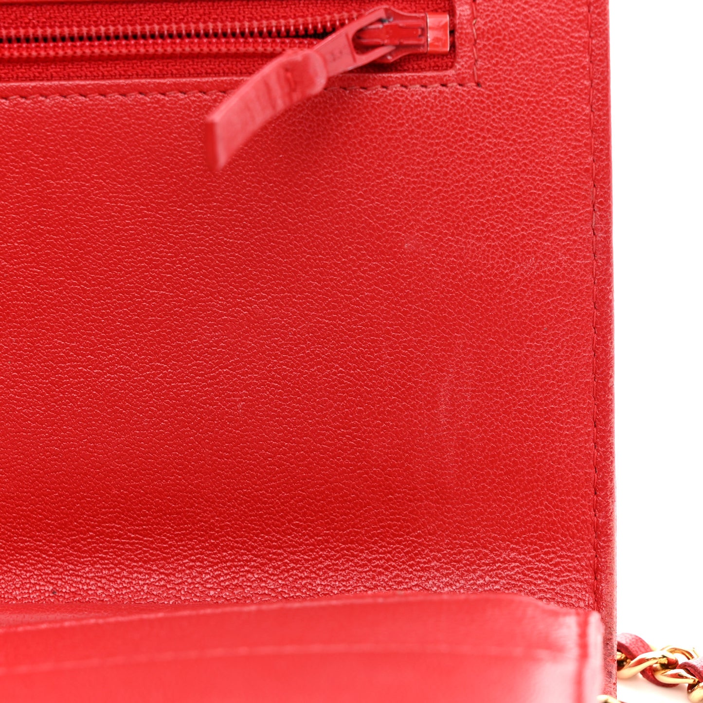 Sheepskin Quilted Mademoiselle Vintage Wallet On Chain WOC Red