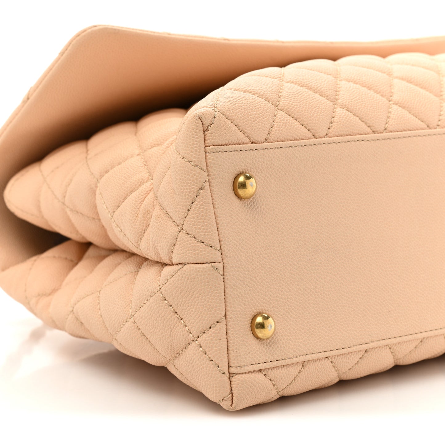Caviar Quilted Medium Coco Handle Flap Light Beige