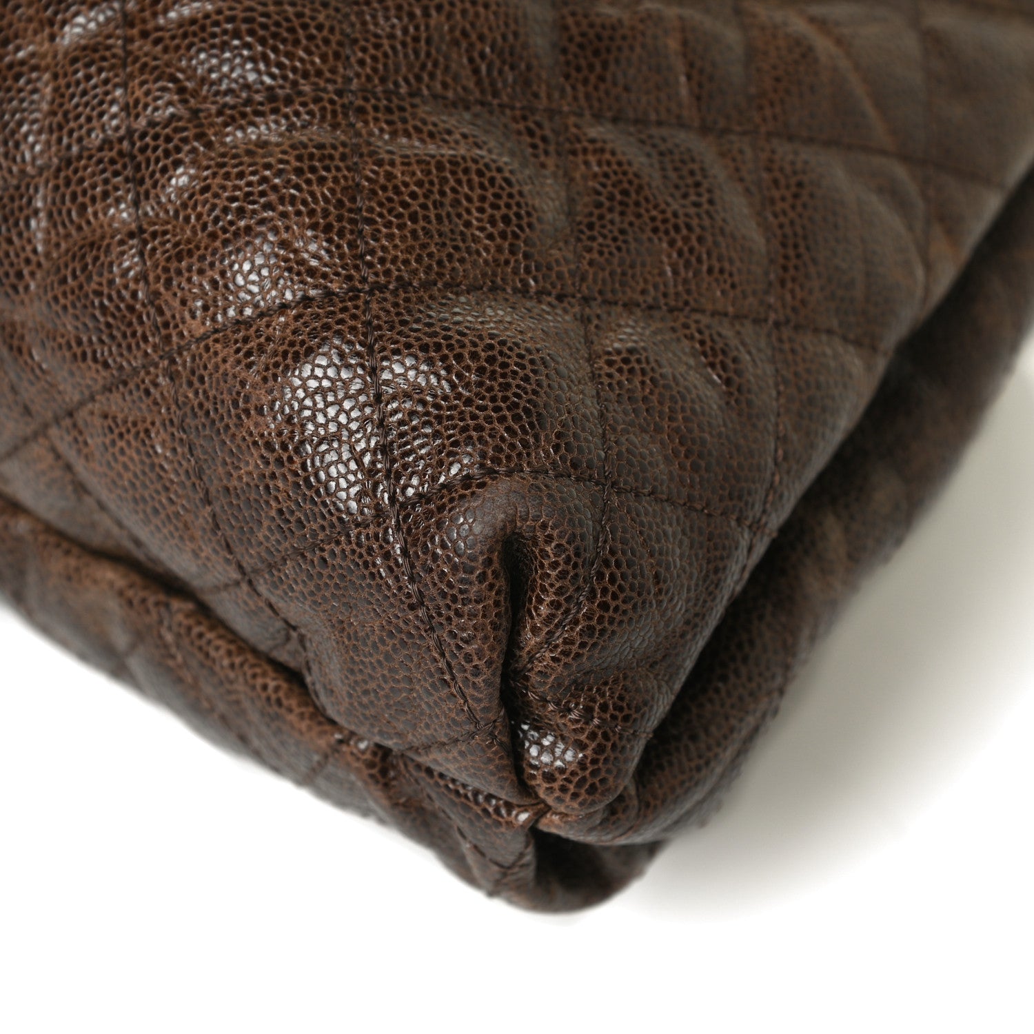 Chanel Distressed Glazed Caviar Quilted Medium Elastic Tote Brown 12 of 13