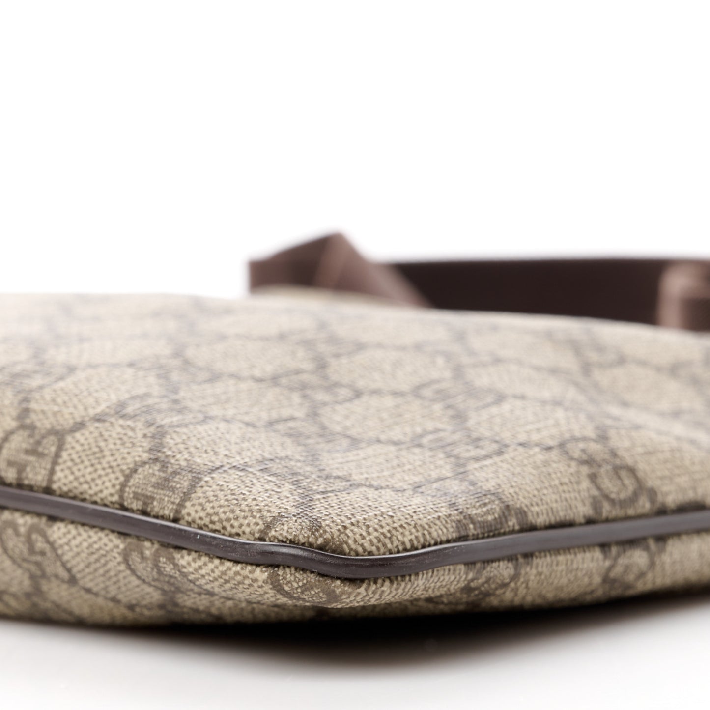 GG Supreme Monogram Selleria Calfskin Small Flat Side Zip Messenger Bag Beige Ebony Cocoa Dark Chocolate
