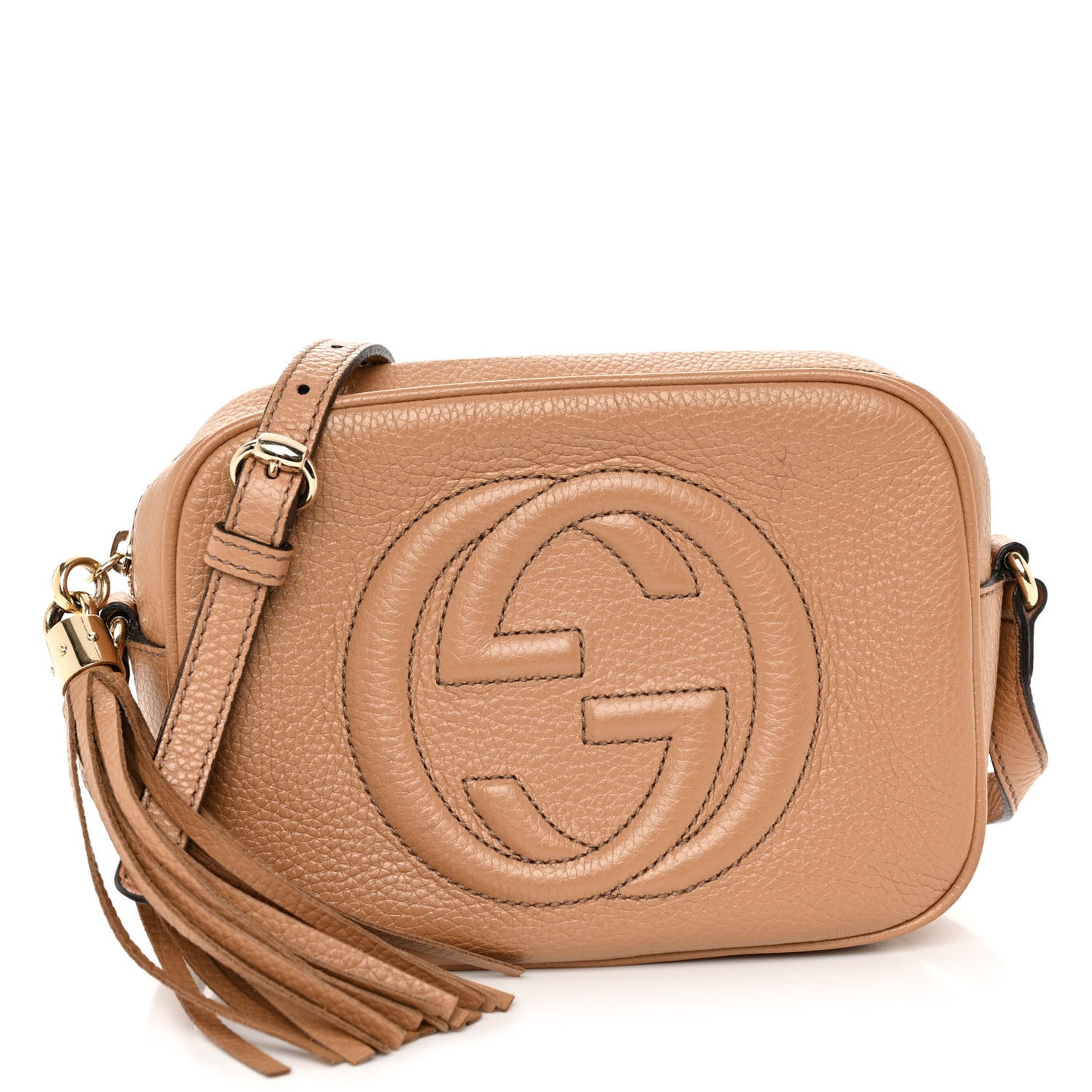 Pebbled Calfskin Small Soho Disco Bag Rose Beige