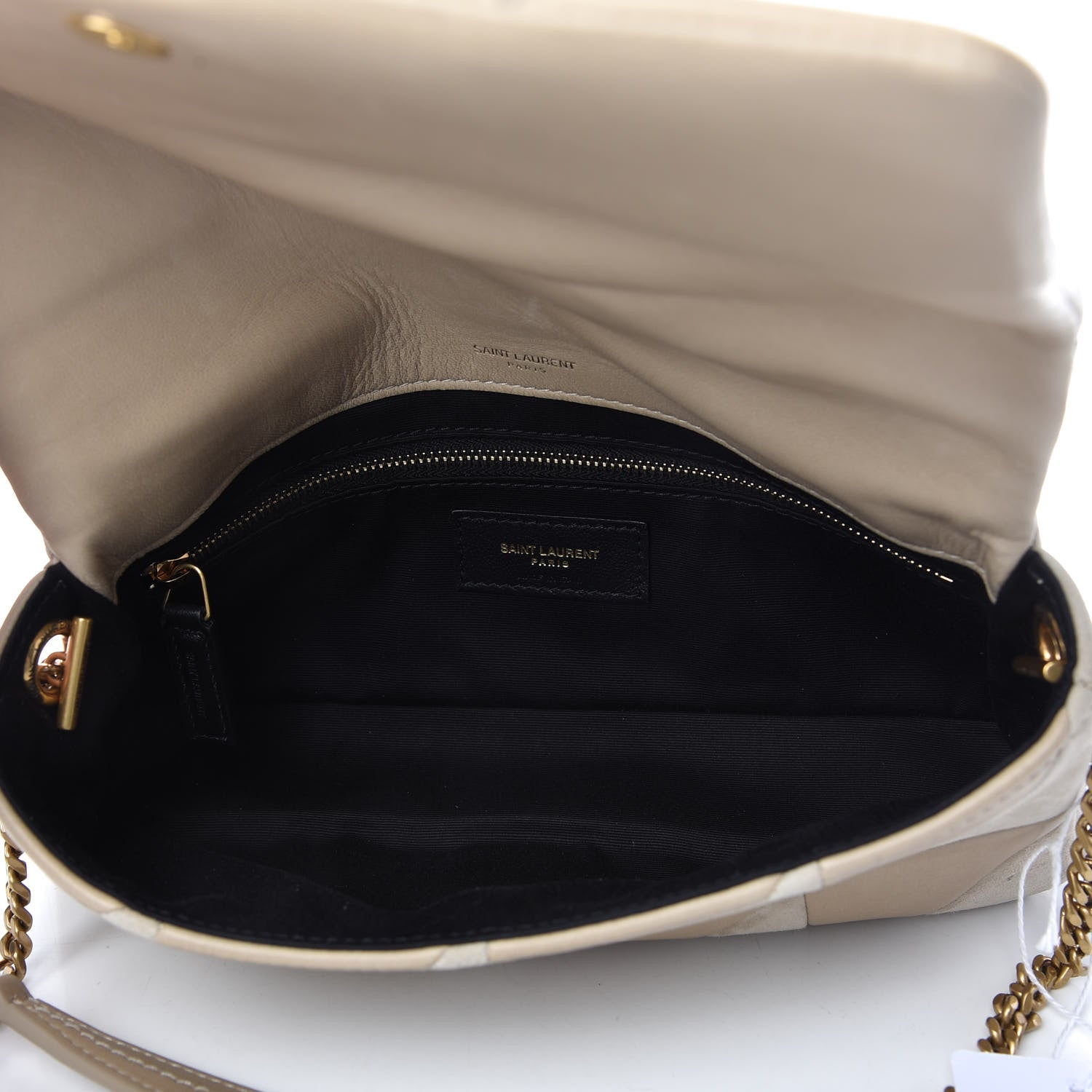 Saint Laurent Lambskin Suede Patchwork Monogram Medium Jamie Baguette Sea Salt 5 of 11