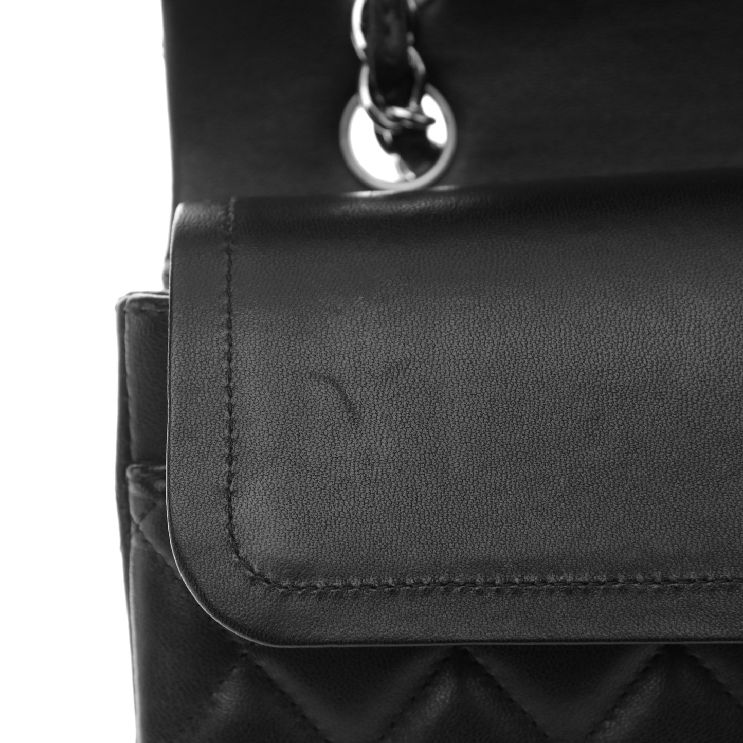 Lambskin Quilted Medium Double Flap Black
