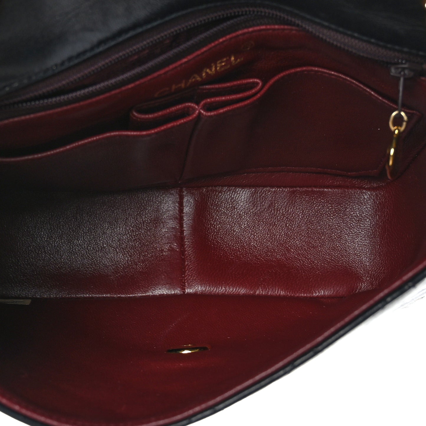 Lambskin Quilted Mini Square Flap Bag Black