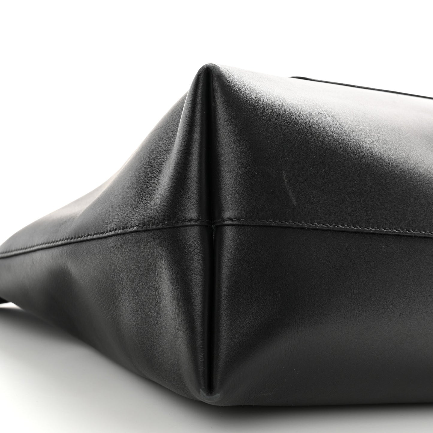 City Calf Front Pocket Large Shopping Tote Black