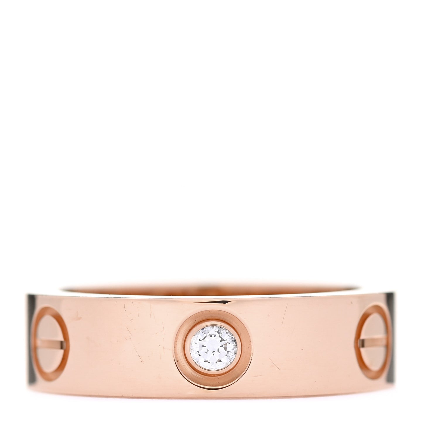 18K Pink Gold 3 Diamond 5.5mm LOVE Ring 54 6.75