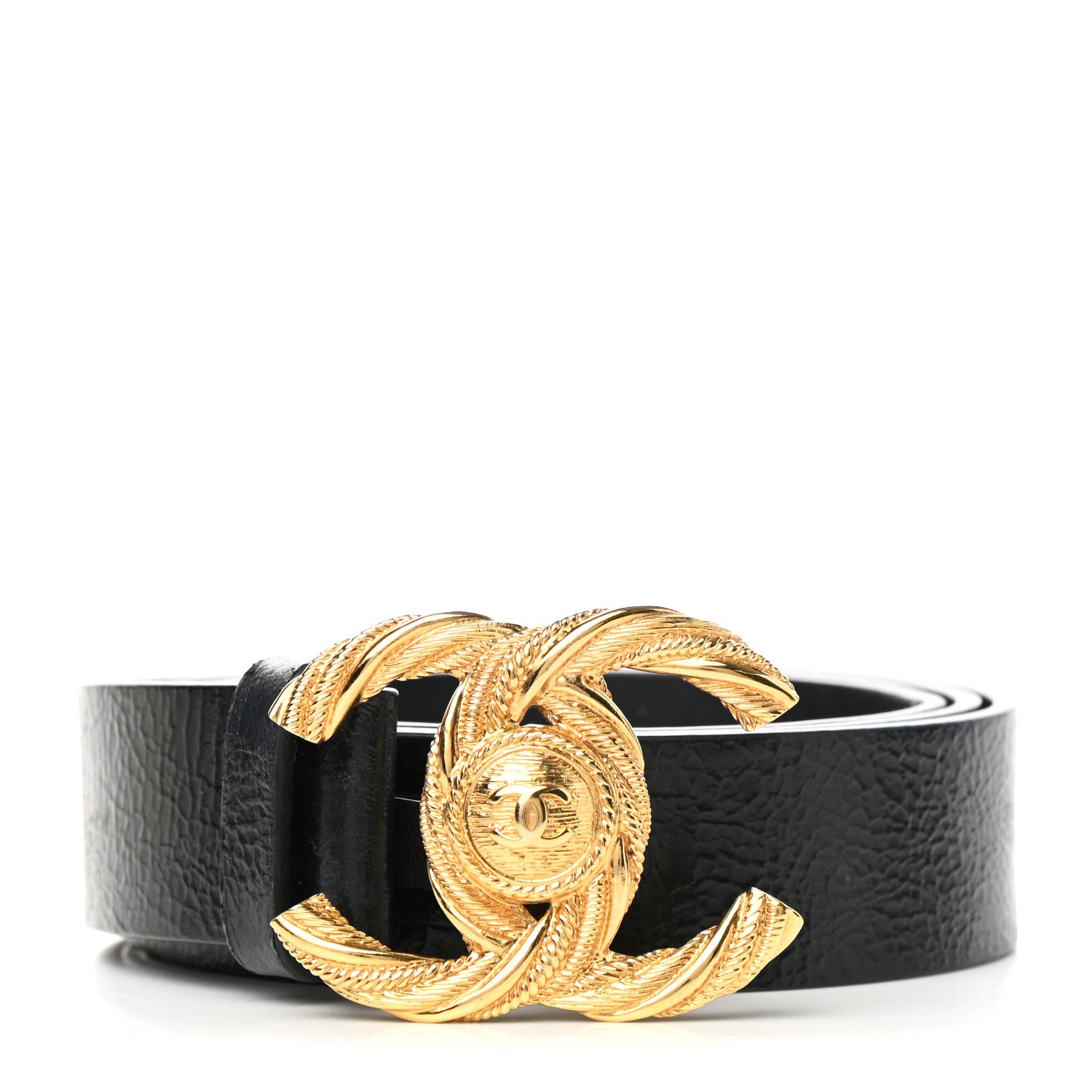 Chanel Glazed Calfskin CC Belt 90 36 Black 1150201 