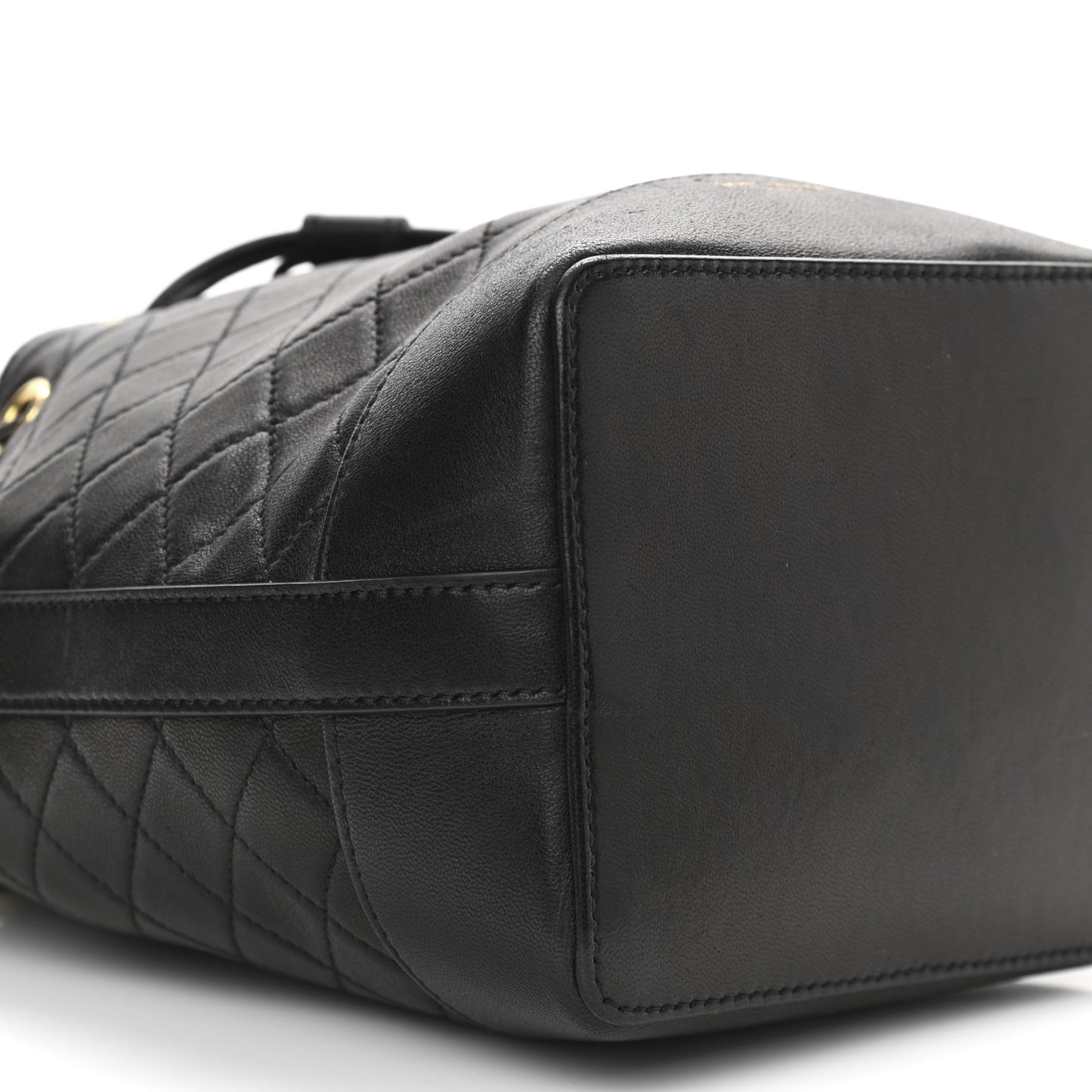 Lambskin Quilted Small Emmanuelle Bucket Bag Black