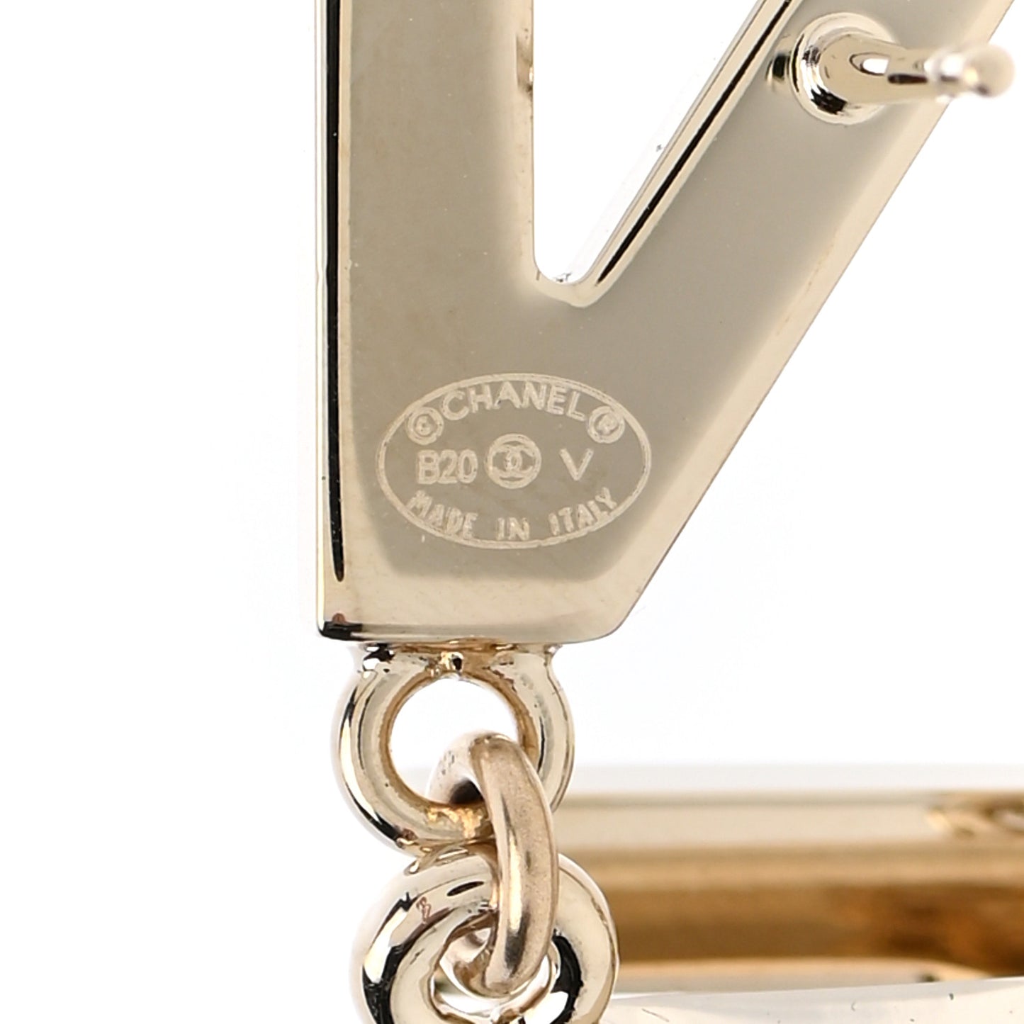 Metal Cha-Nel Logo Drop Earrings Gold