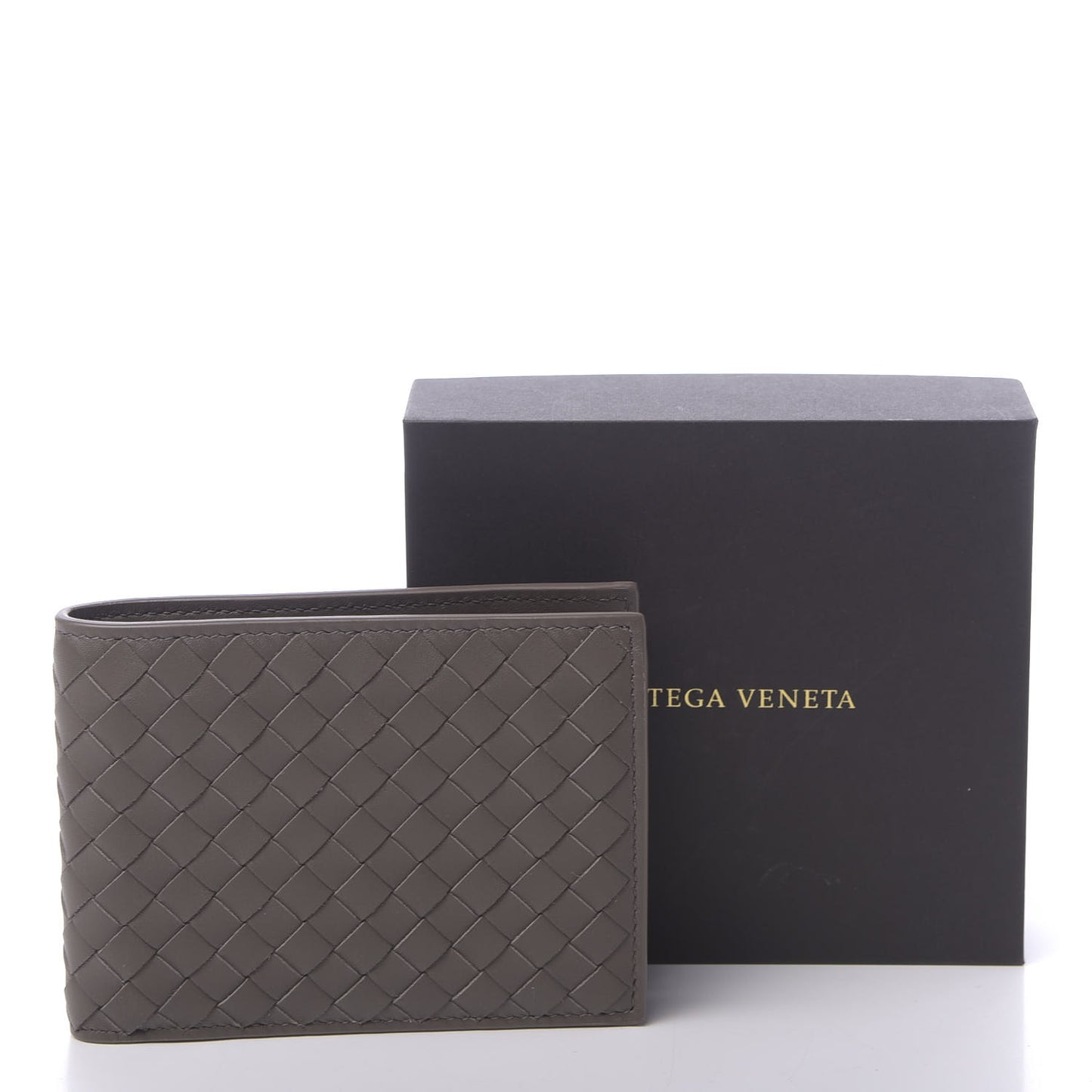 Nappa Intrecciato Coin Purse Bi-Fold Wallet Grey