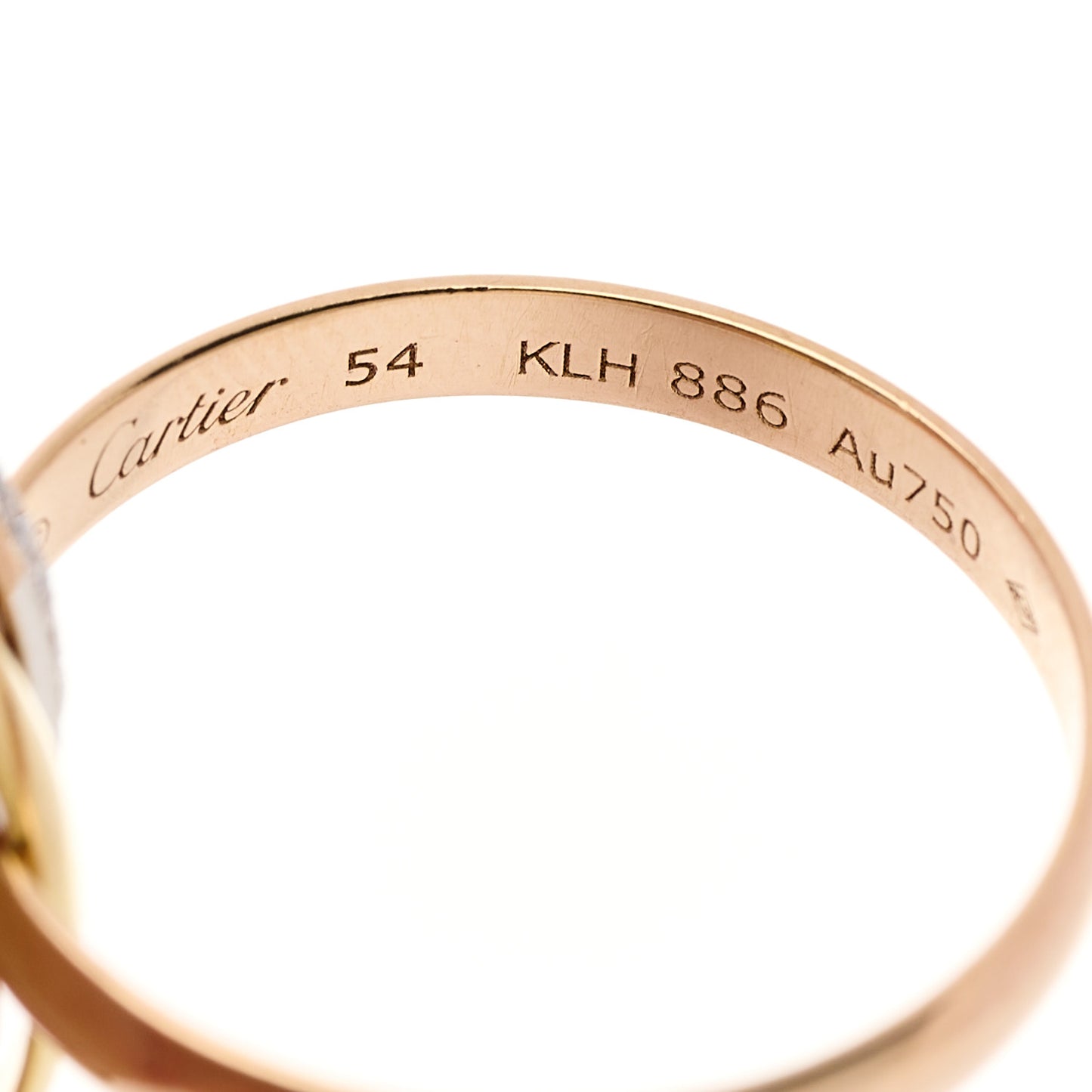 18K White Yellow Pink Gold Diamond Small Trinity Paved Ring 54 7