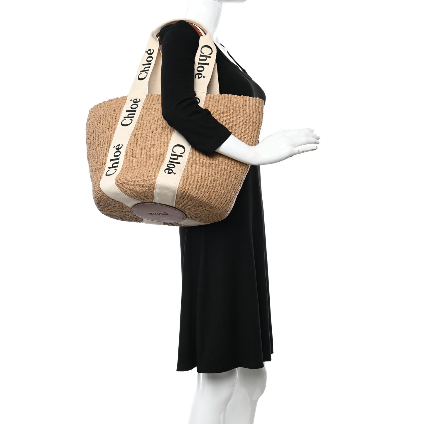 Raffia Large Woody Basket Bag White