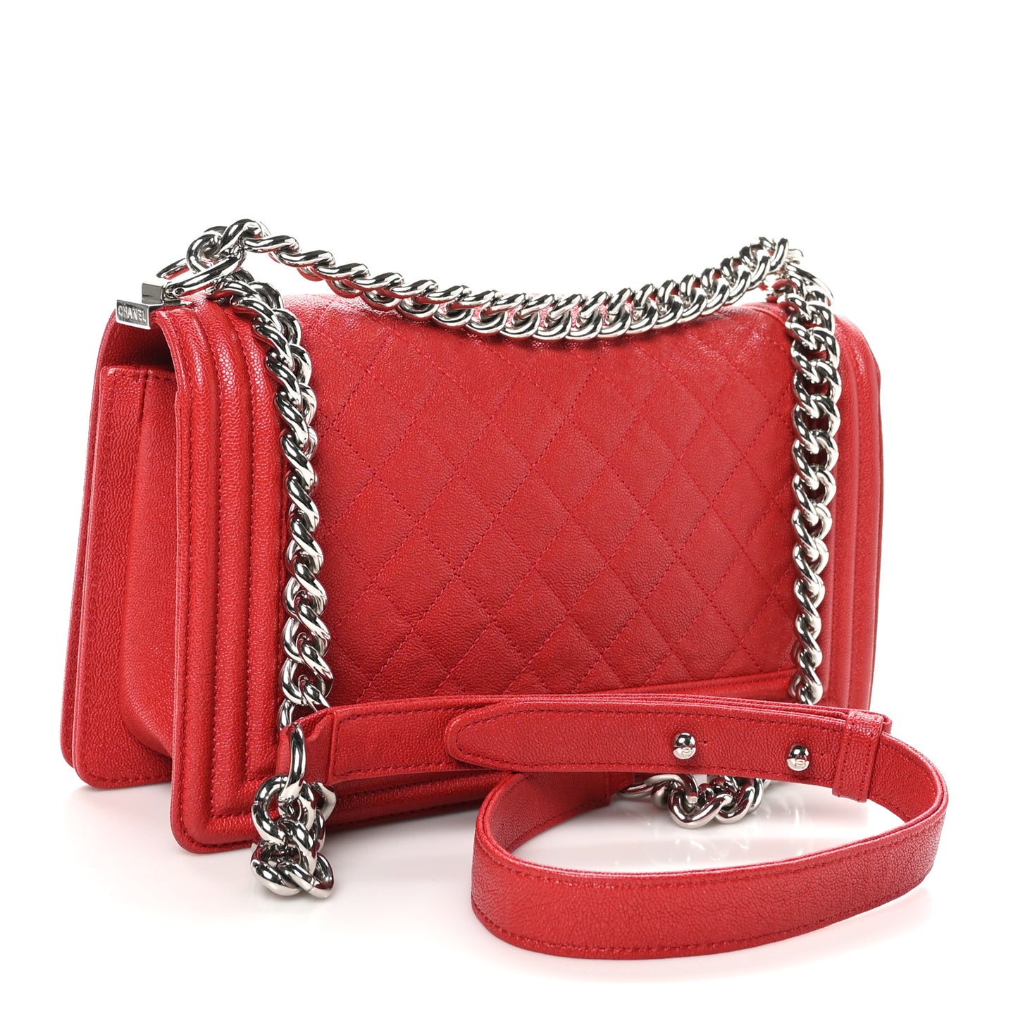 Caviar Quilted Medium Boy Flap Red