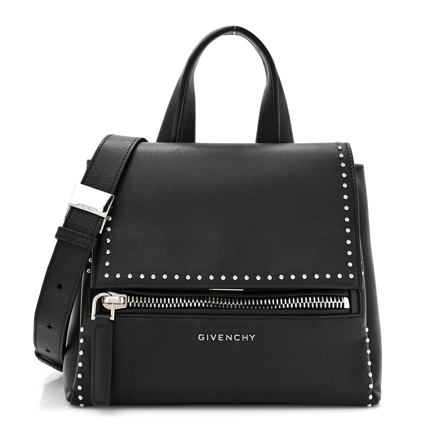 Givenchy Calfskin Studded Mini Pandora Pure Flap Bag Black Black 1 of 16
